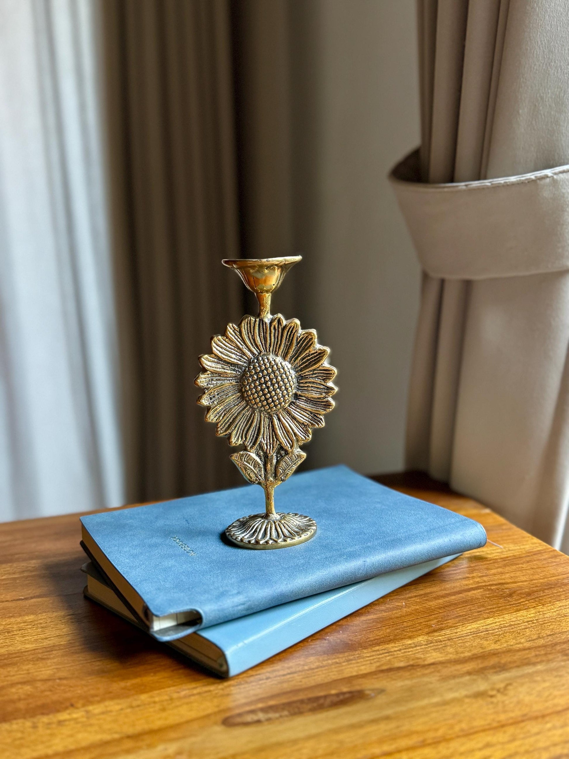 Sunflower Brass Candleholder