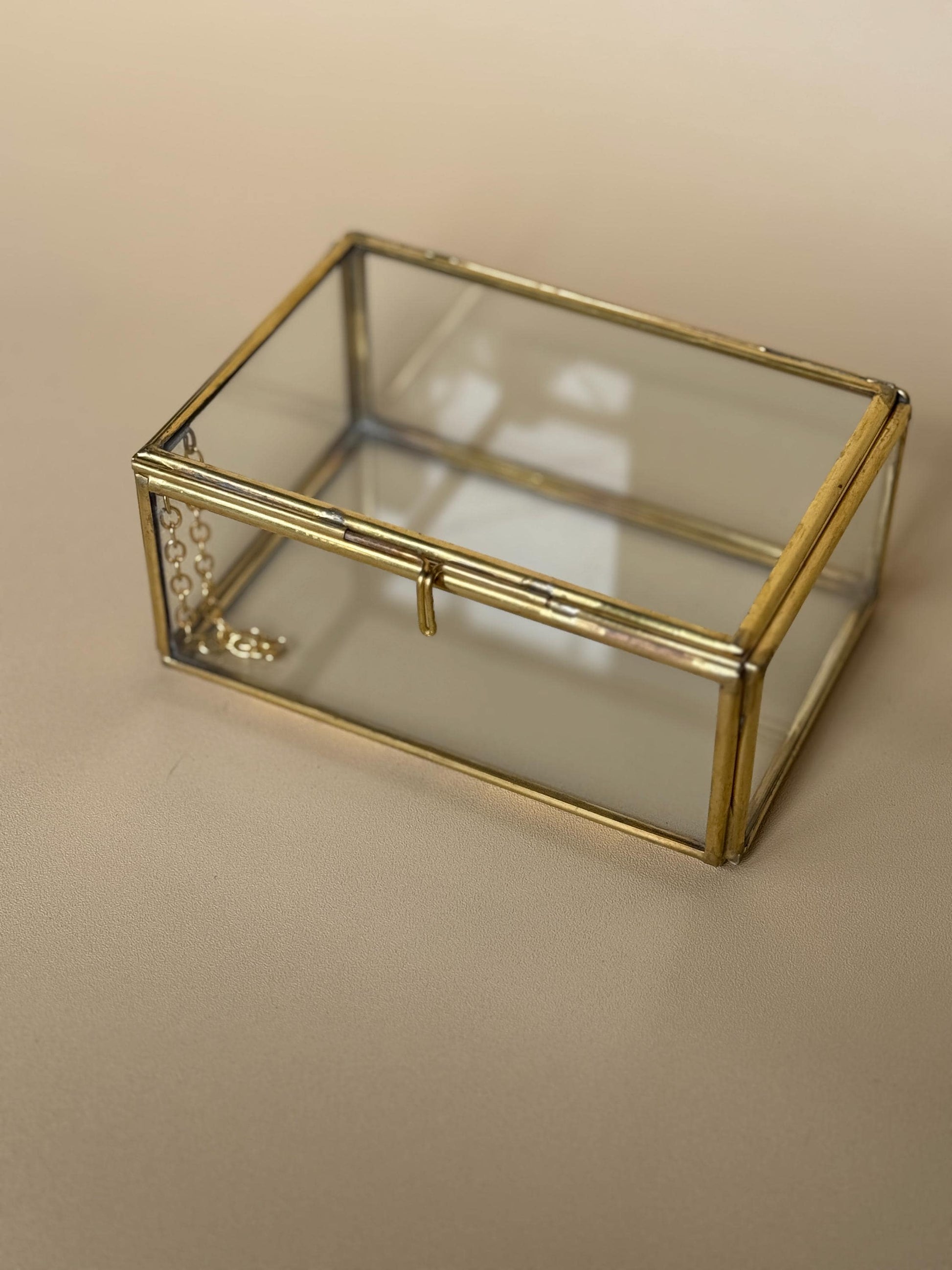 Glass & Brass Jewelry Box Set