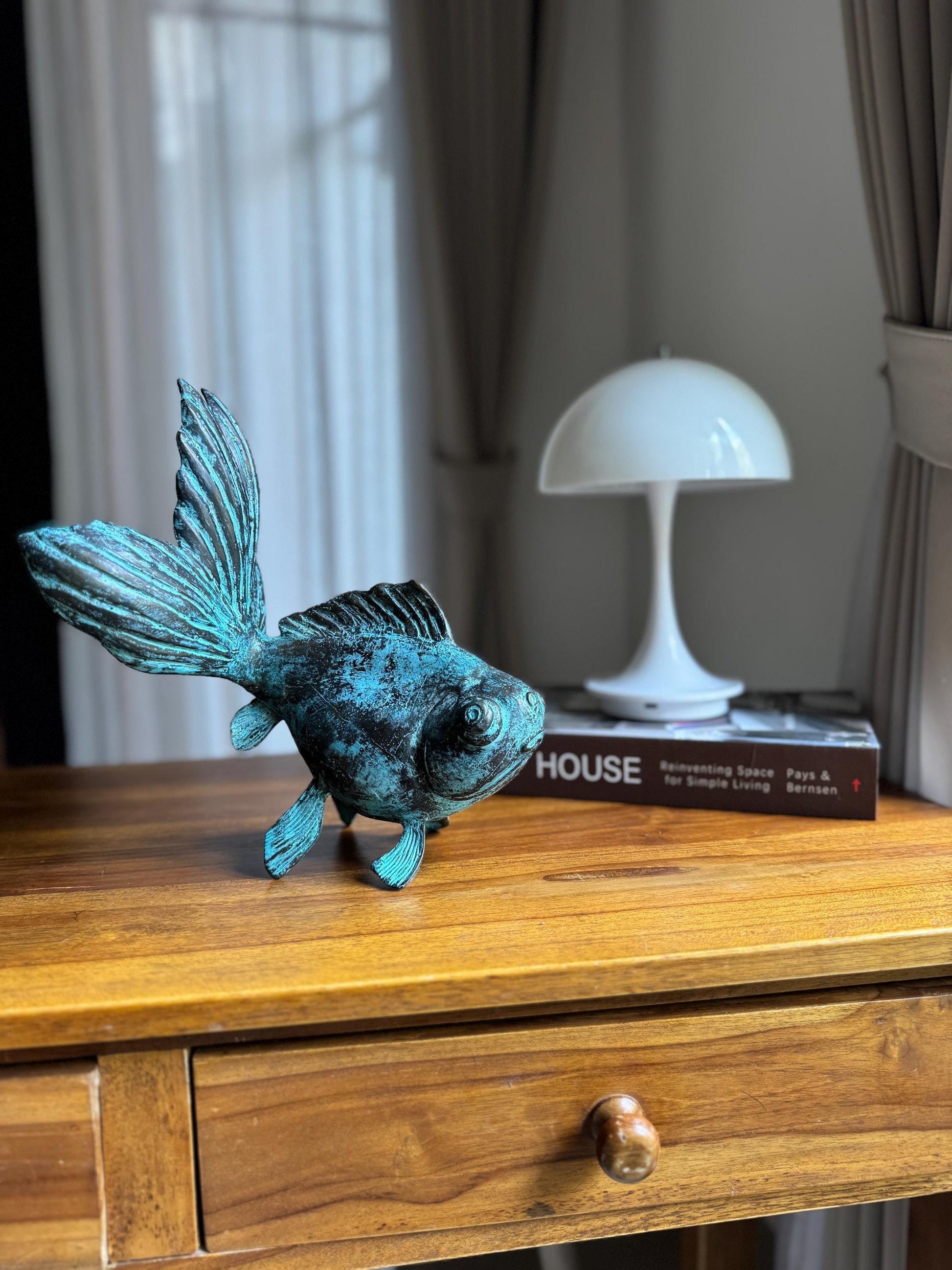 Patina Antique Brass Fish Statue