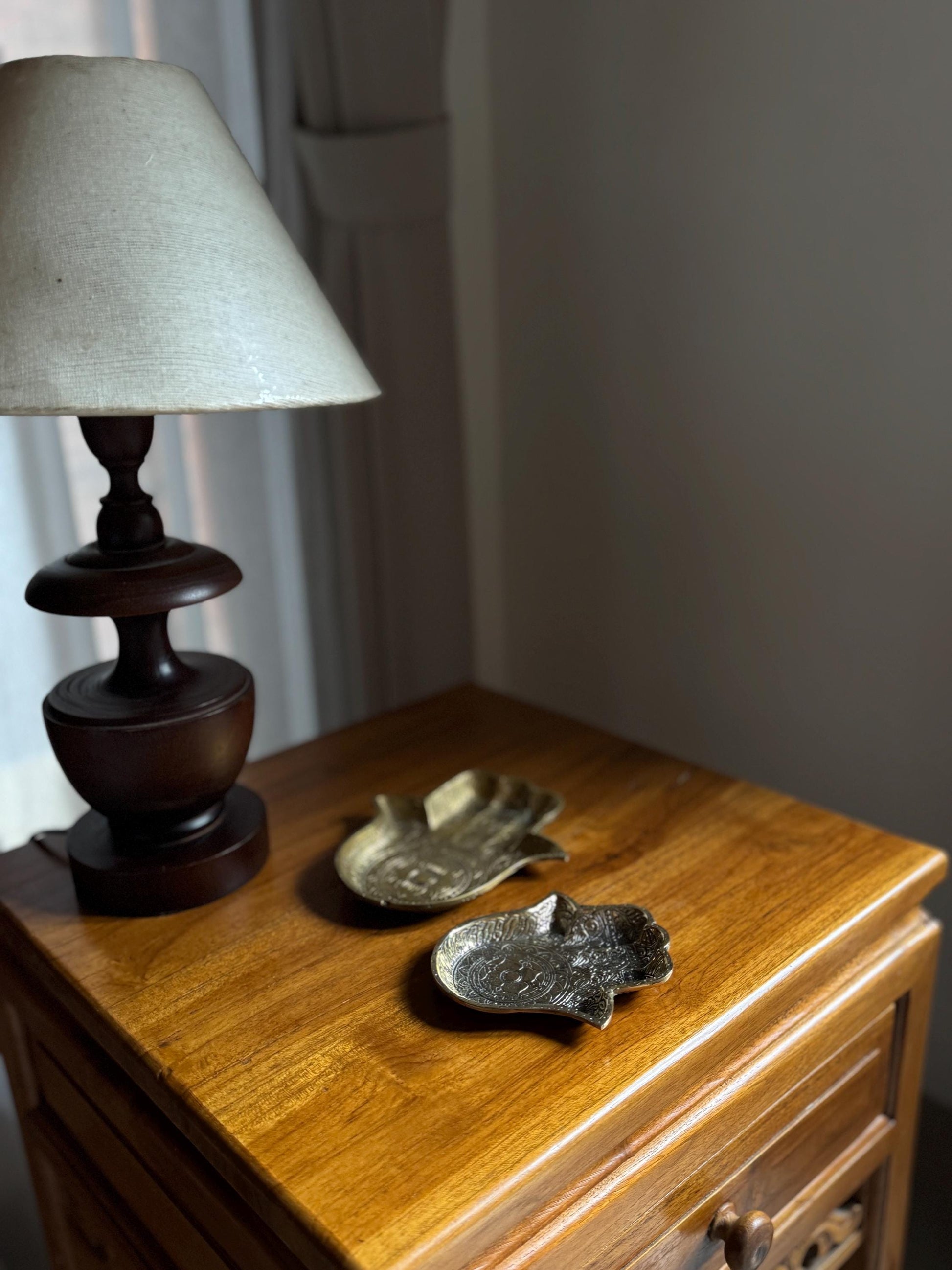 Brass Hamsa Hand & Lotus Incense Holder
