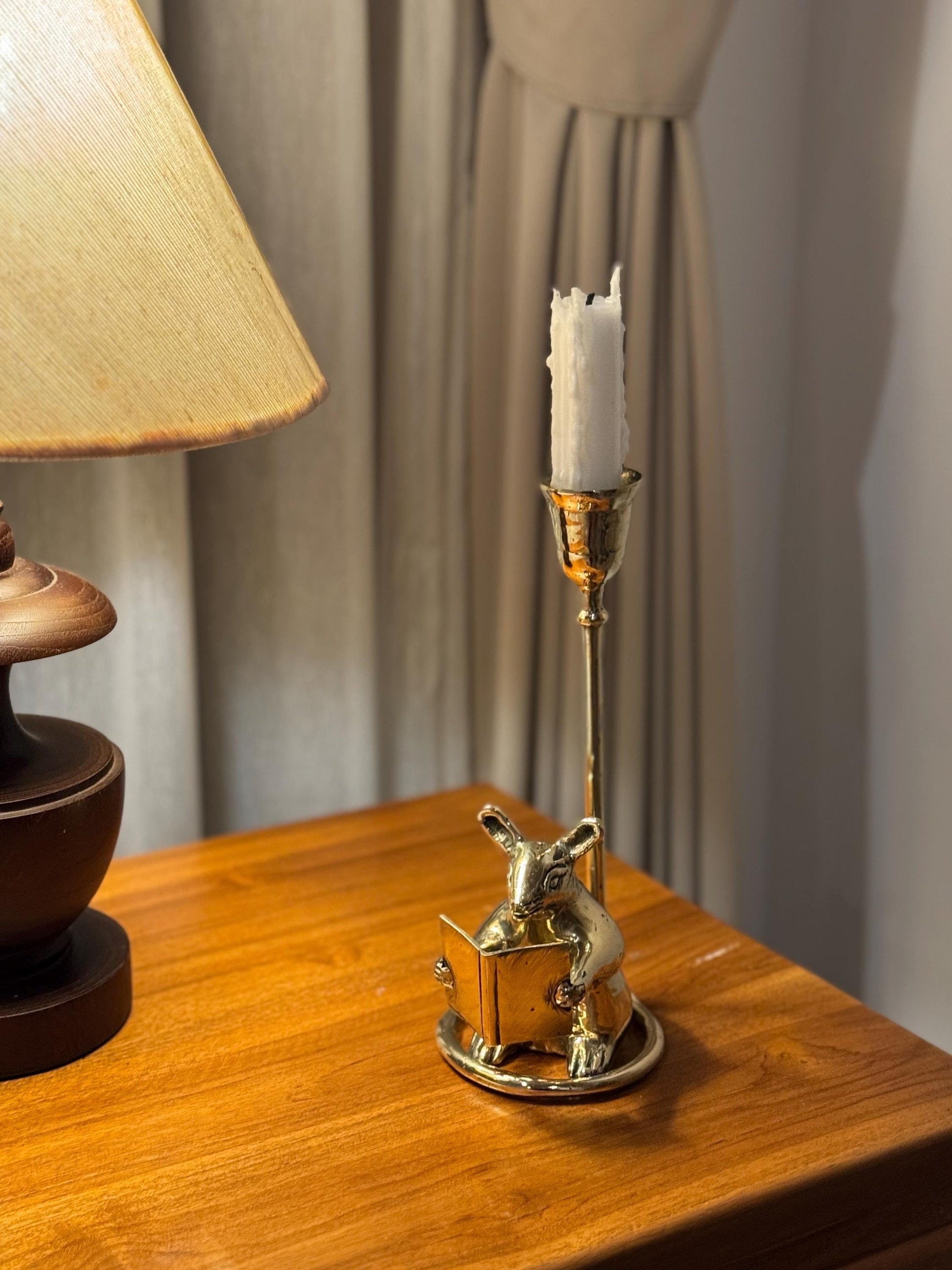 Bali Brass Mouse candleholder BookShelf Taper – Vintage Decor