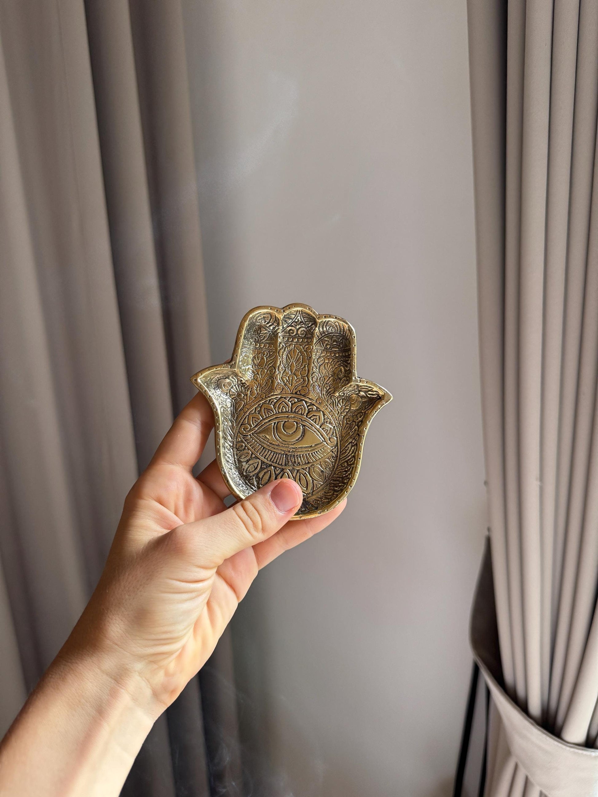Brass Hamsa Hand Incense Holder