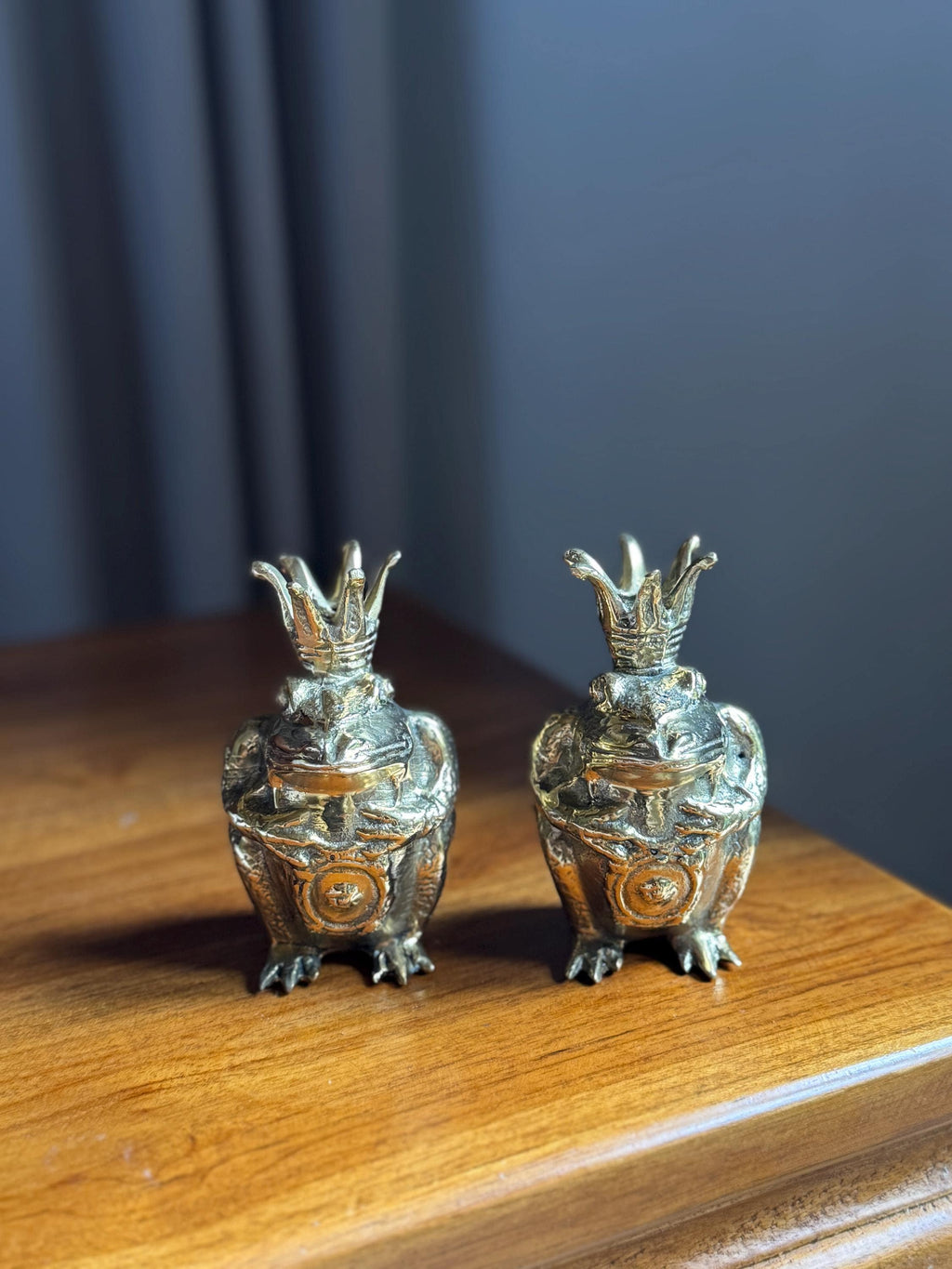 Brass Frog Candleholder Set