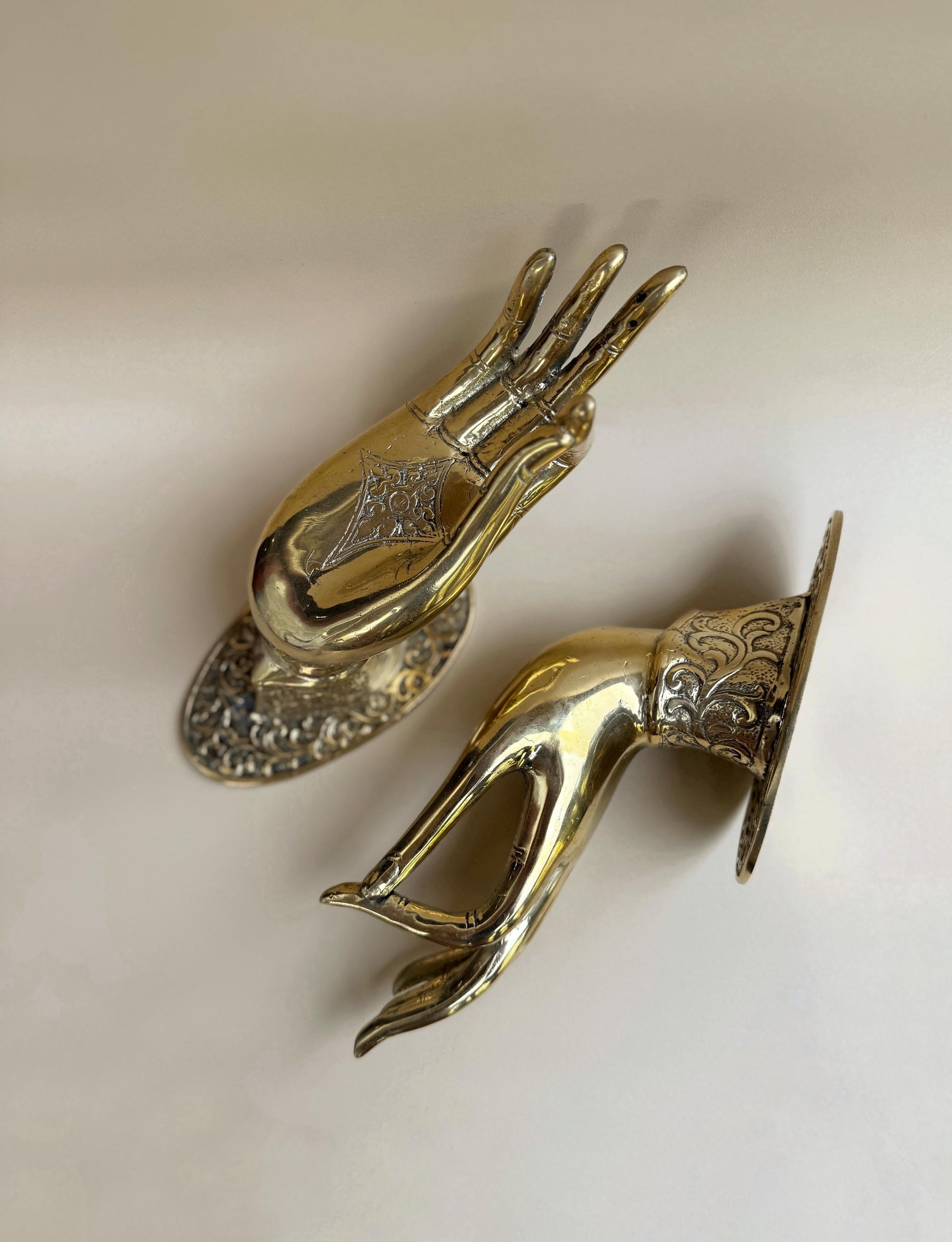 Brass Buddha Hands Door Handles – Antique-Style Mudra Hook
