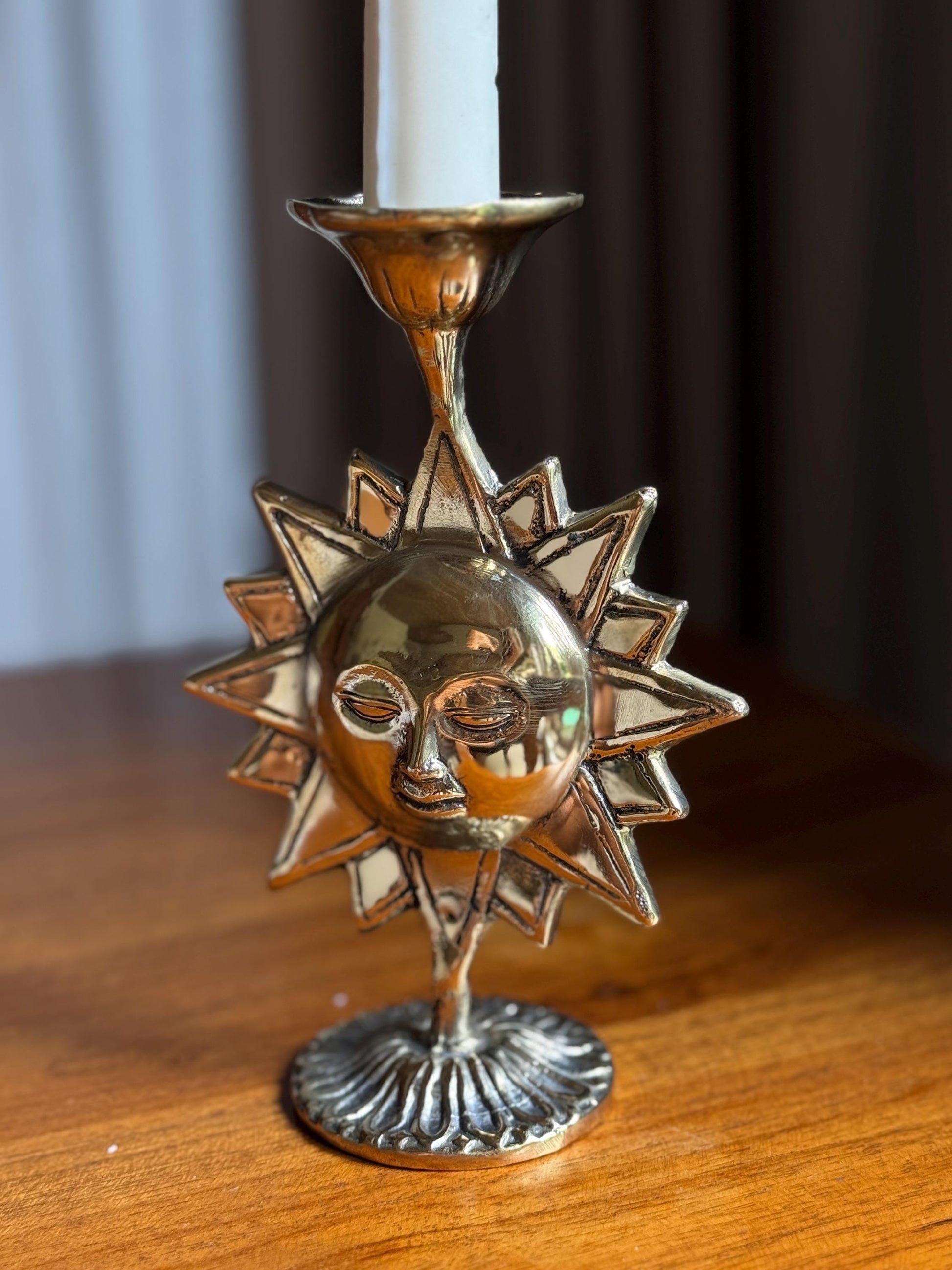 Bali Celestial Brass Sun Candleholder, Bali – Vintage Decor