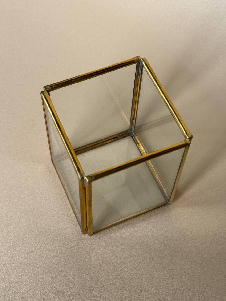 Glass & Brass Mini Jewelry Box | Ring & Earring Holder