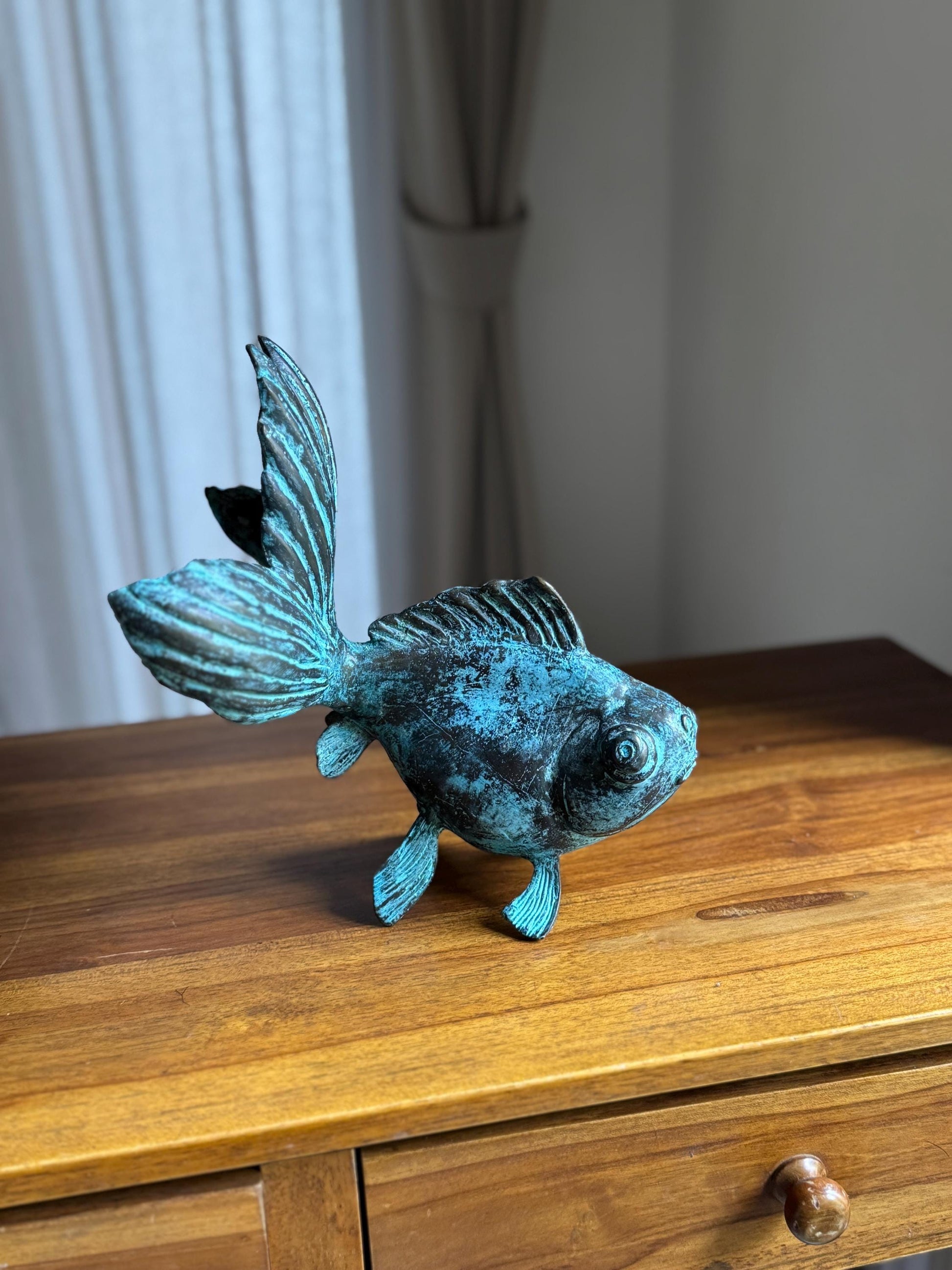 Patina Antique Brass Fish Statue
