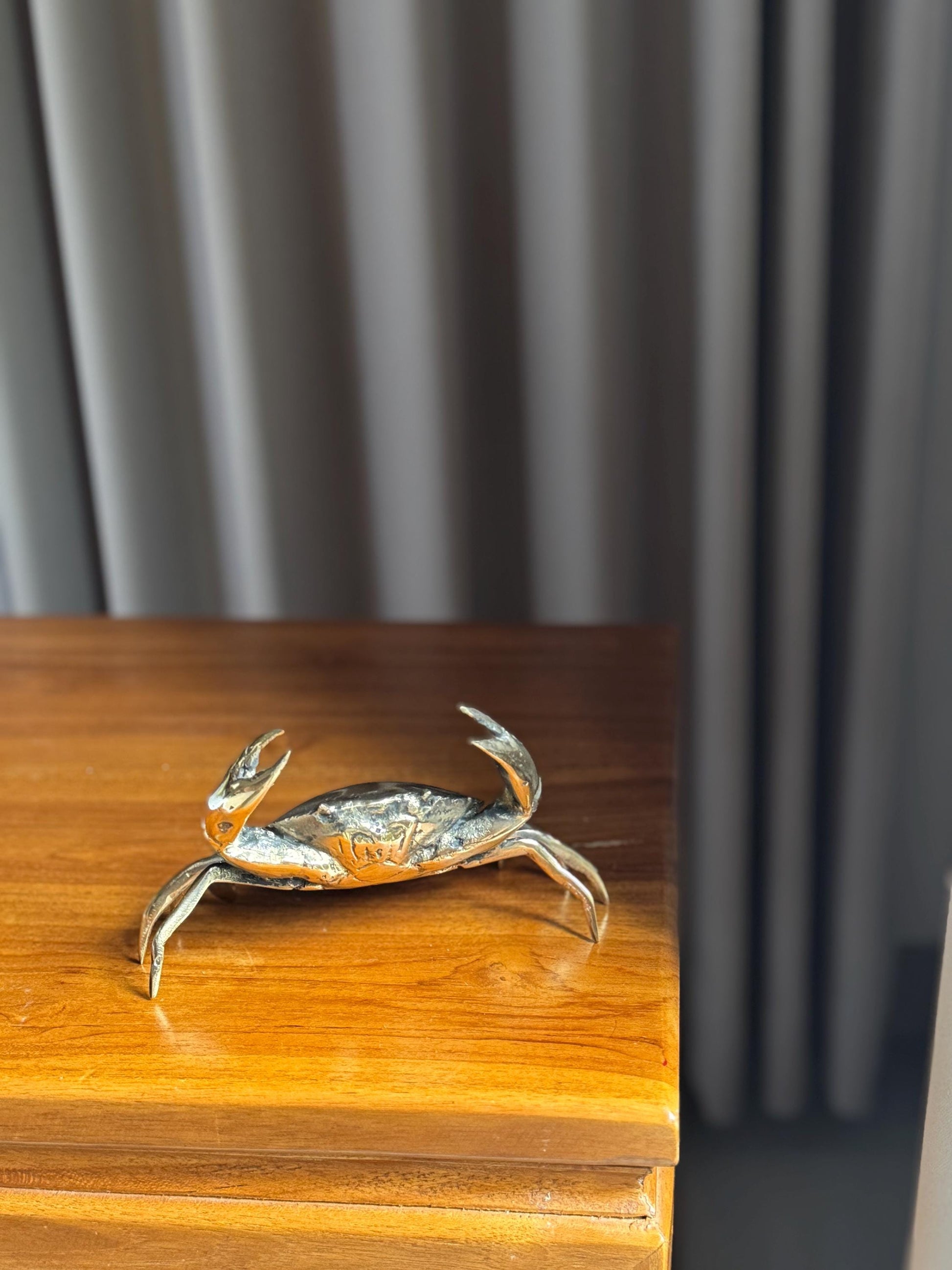 Brass Crab Figurine | Handcrafted Nautical Coastal Decor