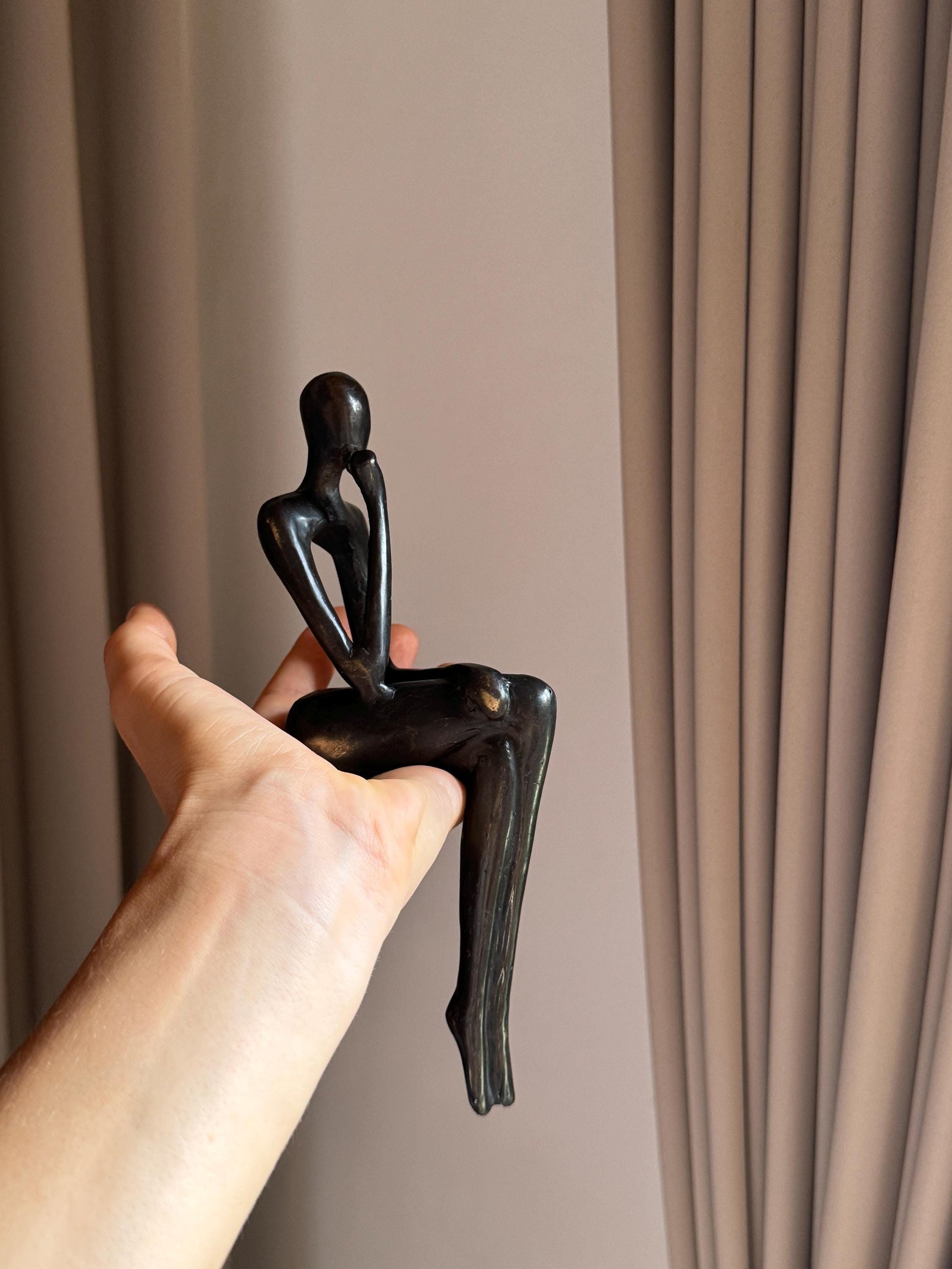 Minimalist Edge-Sitting Brass Sculpture