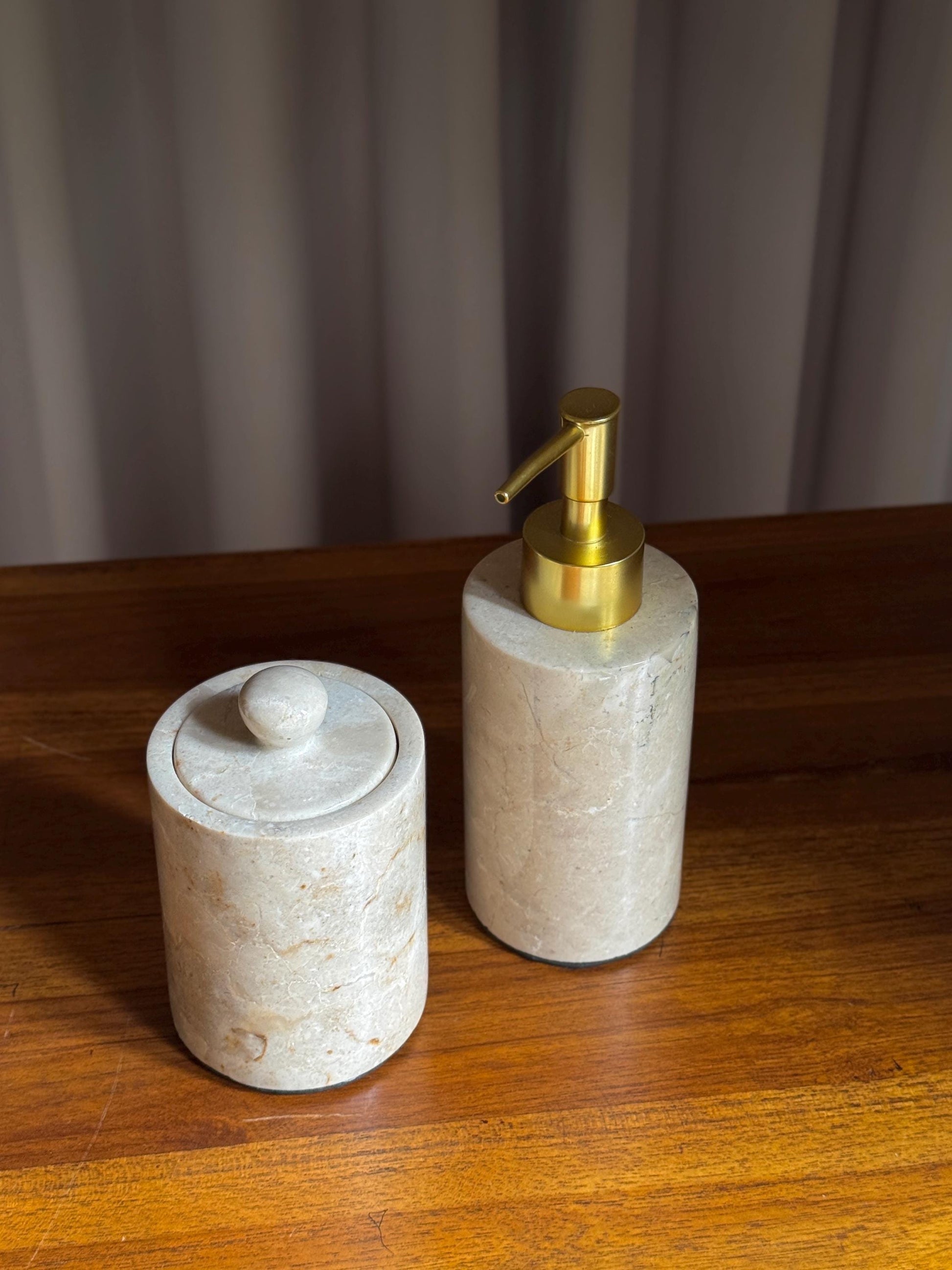 Marble Soap Dispenser with Gold Pump