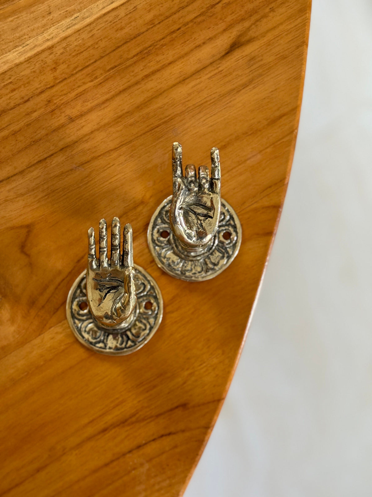 Brass Hand Mudra Hooks and Knobs
