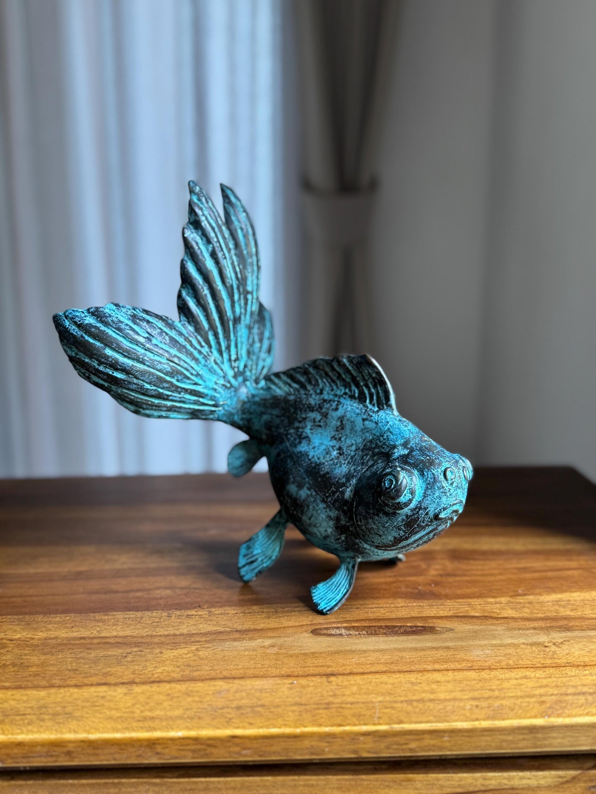 Patina Antique Brass Fish Statue