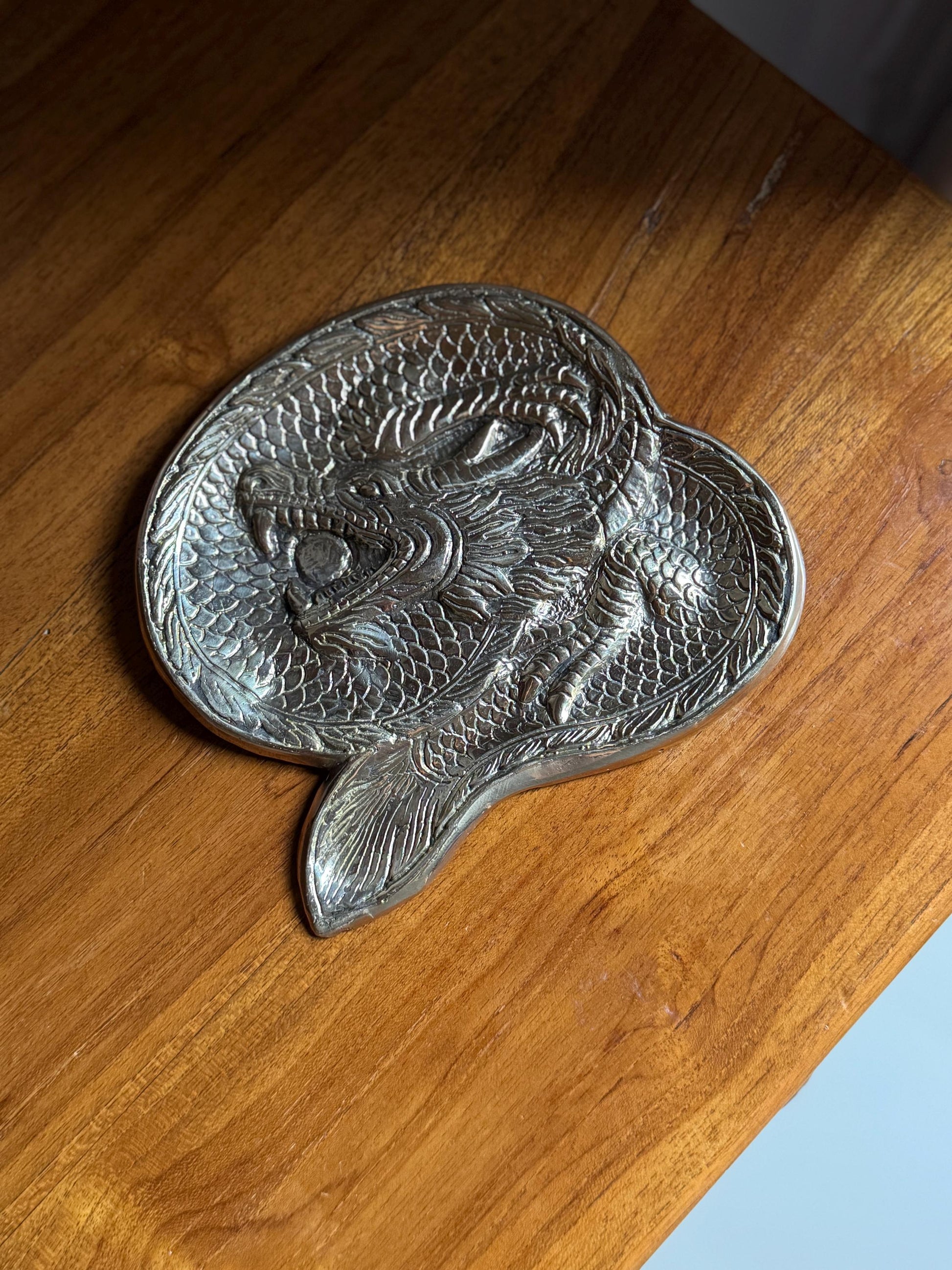 Handcrafted Metal Dragon Trinket Tray