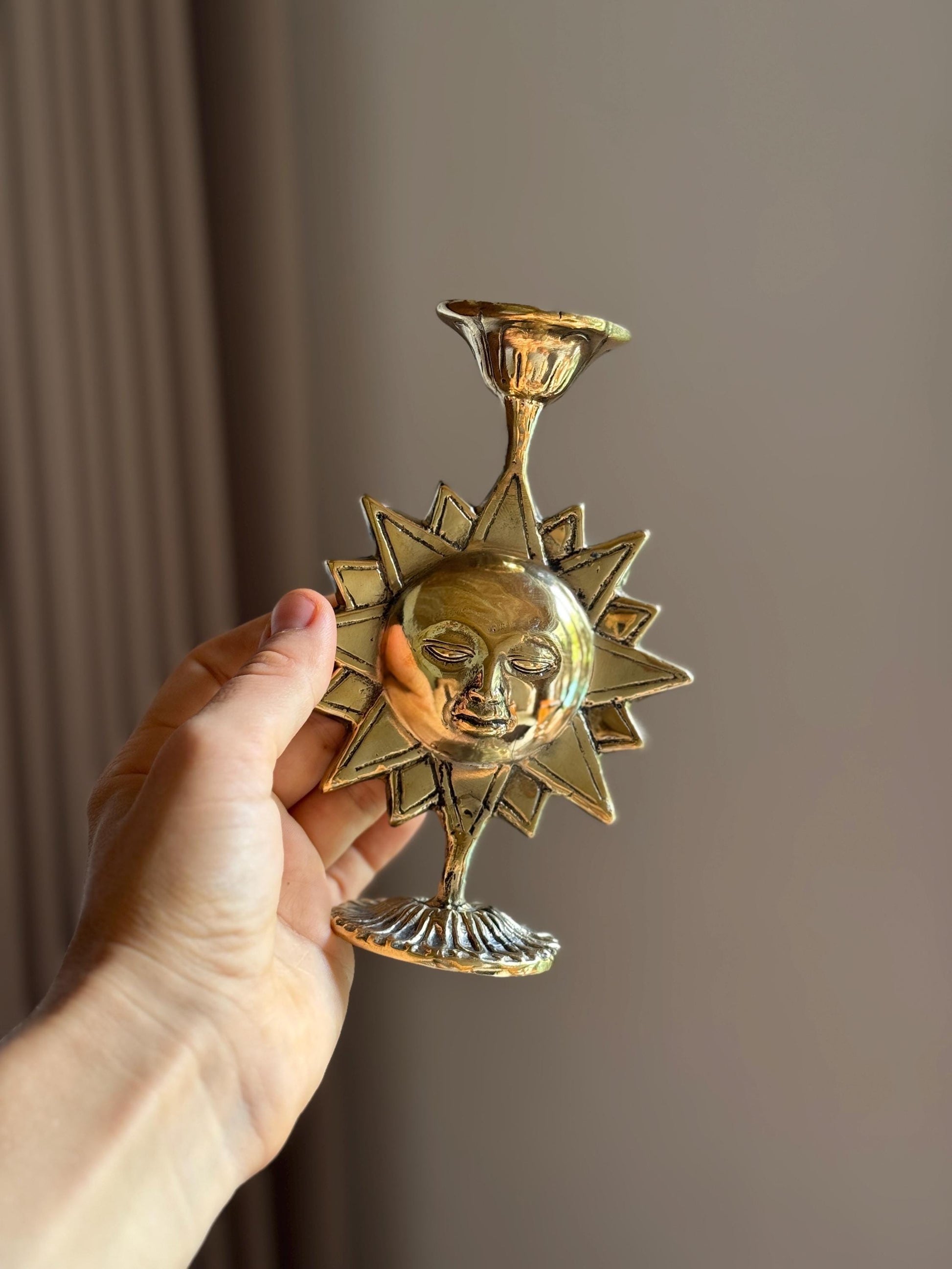 Bali Celestial Brass Sun Candleholder, Bali – Vintage Decor