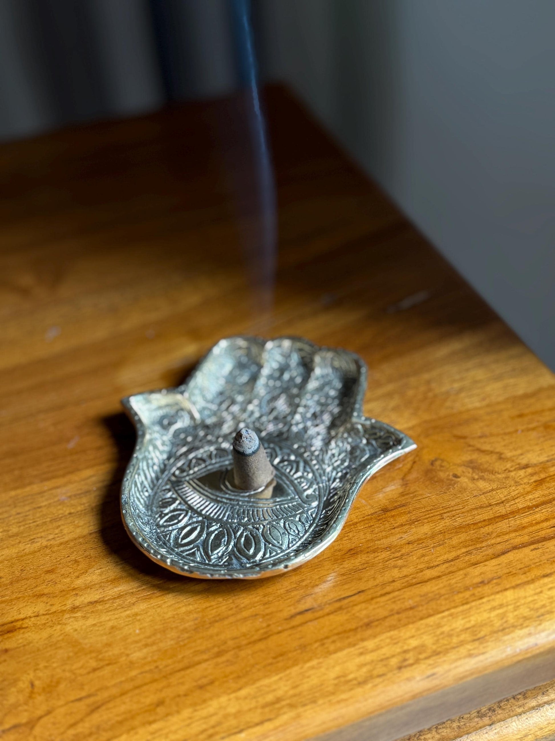 Brass Hamsa Hand Incense Holder