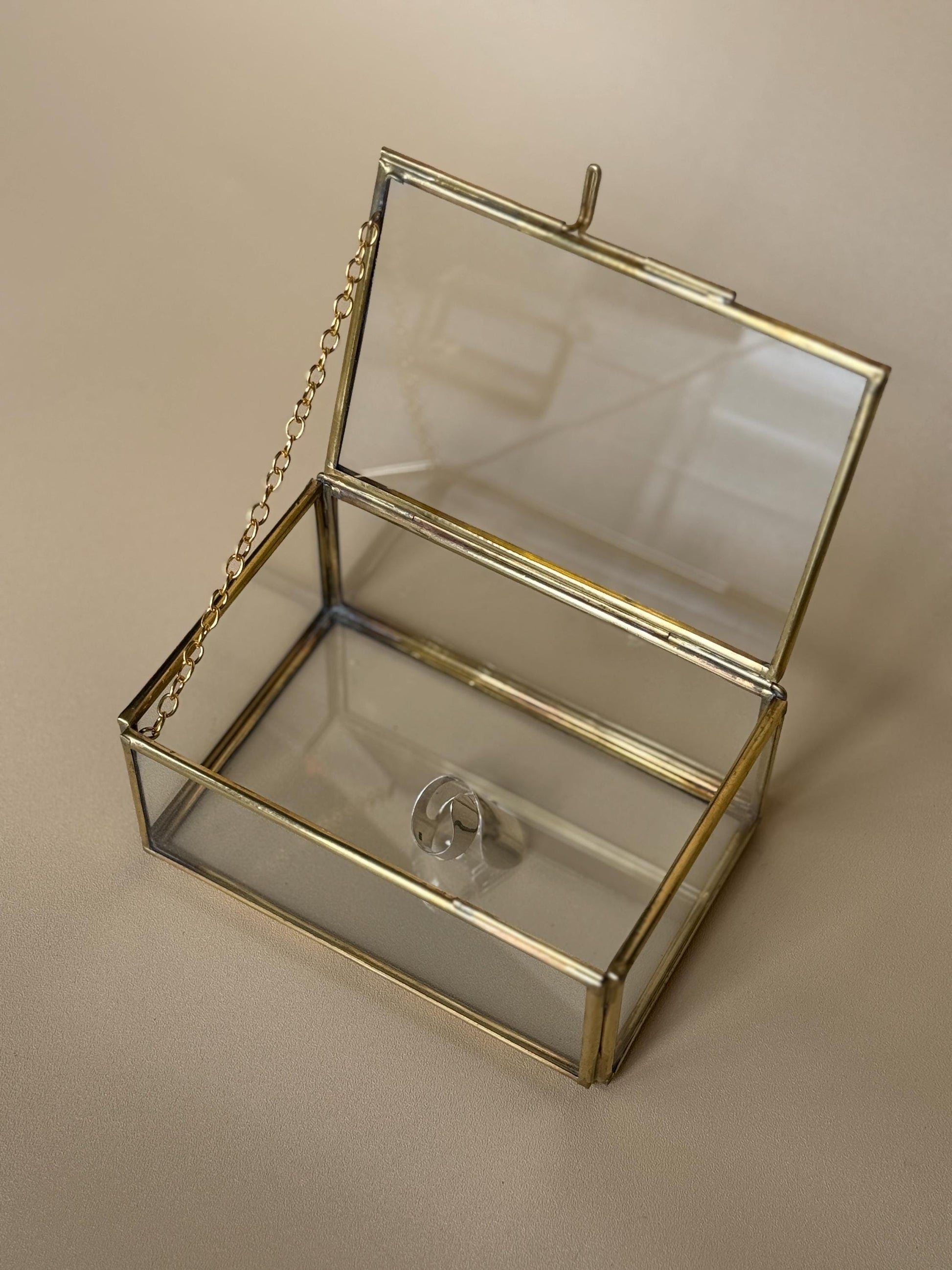 Glass & Brass Jewelry Box Set