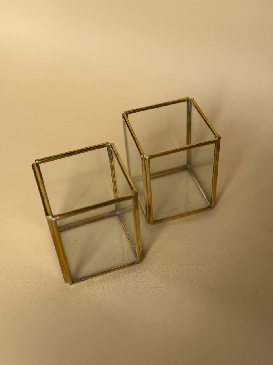 Glass & Brass Mini Jewelry Box | Ring & Earring Holder