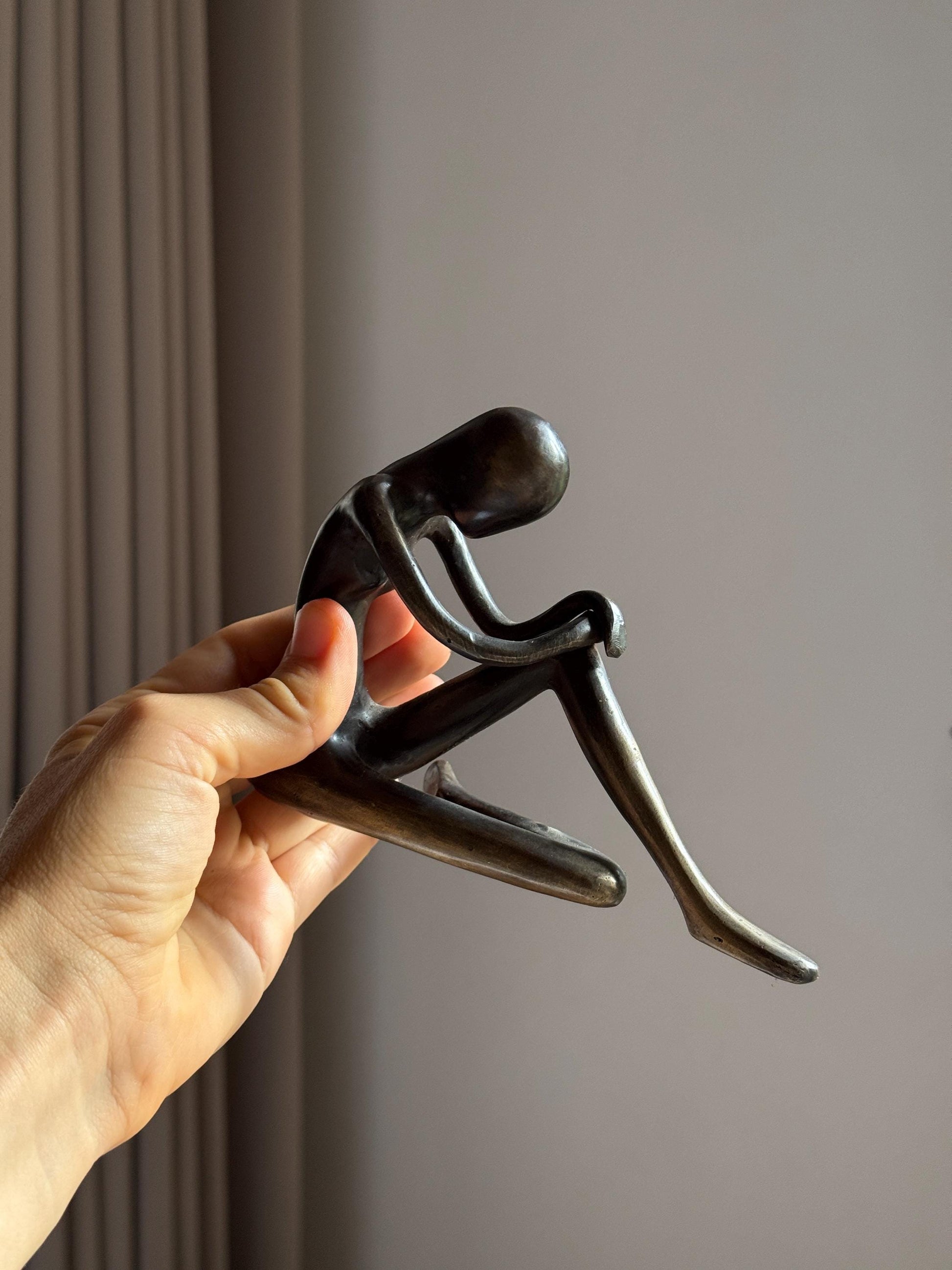 Minimalist Edge-Sitting Brass Sculpture