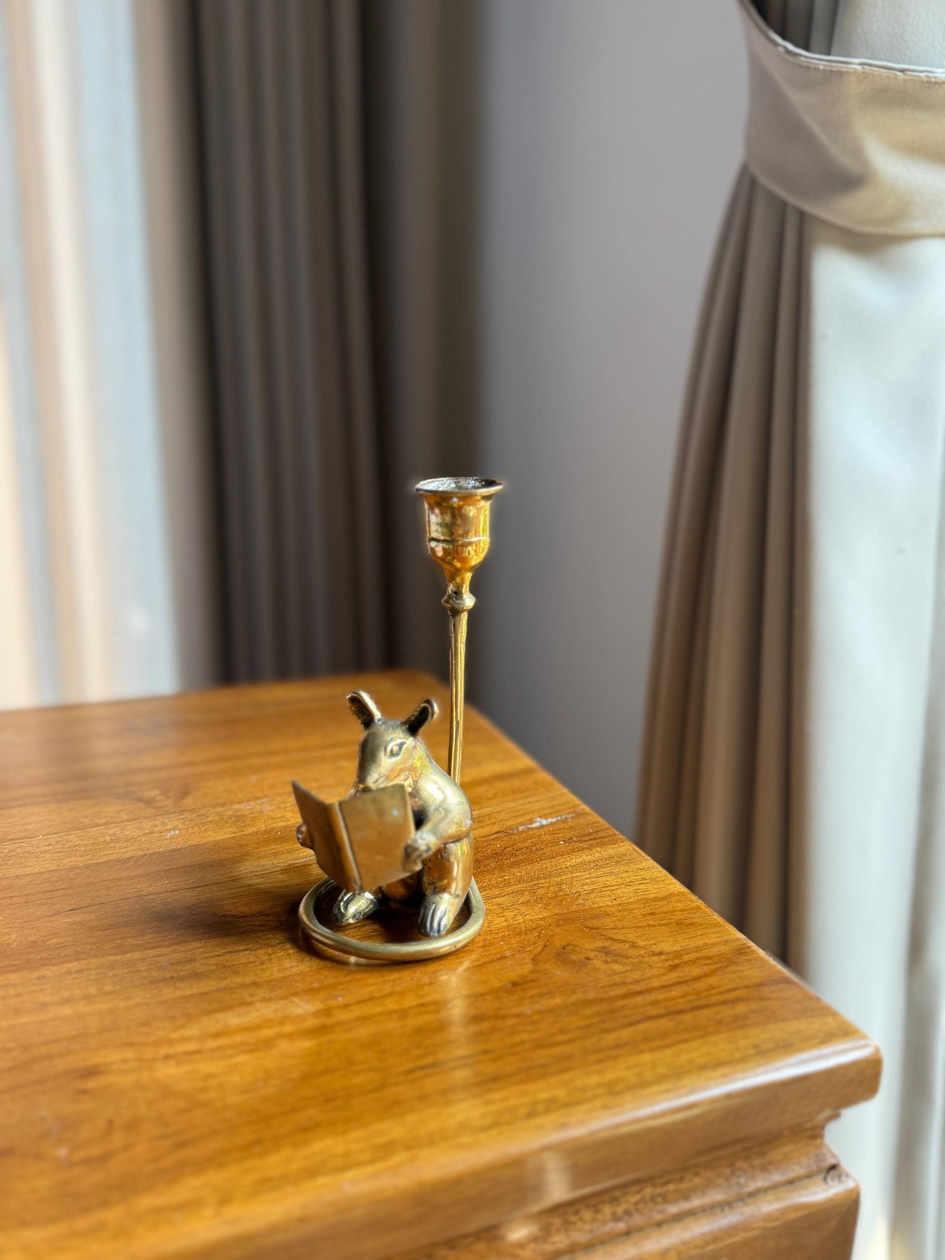 Bali Brass Mouse candleholder Taper Candle – Vintage Decor