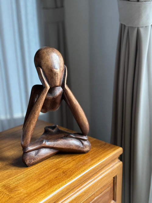 Bali Abstract Thinking Man Sculpture, Statuette – Vintage Decor