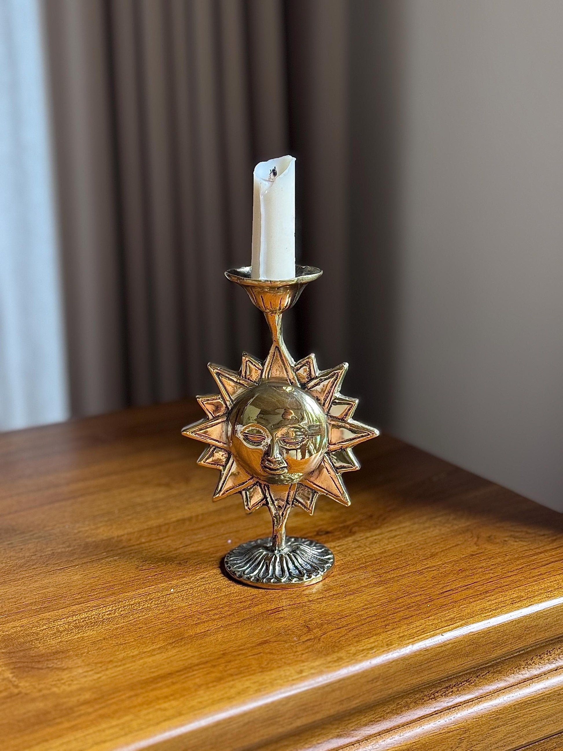 Bali Celestial Brass Sun Candleholder, Bali – Vintage Decor