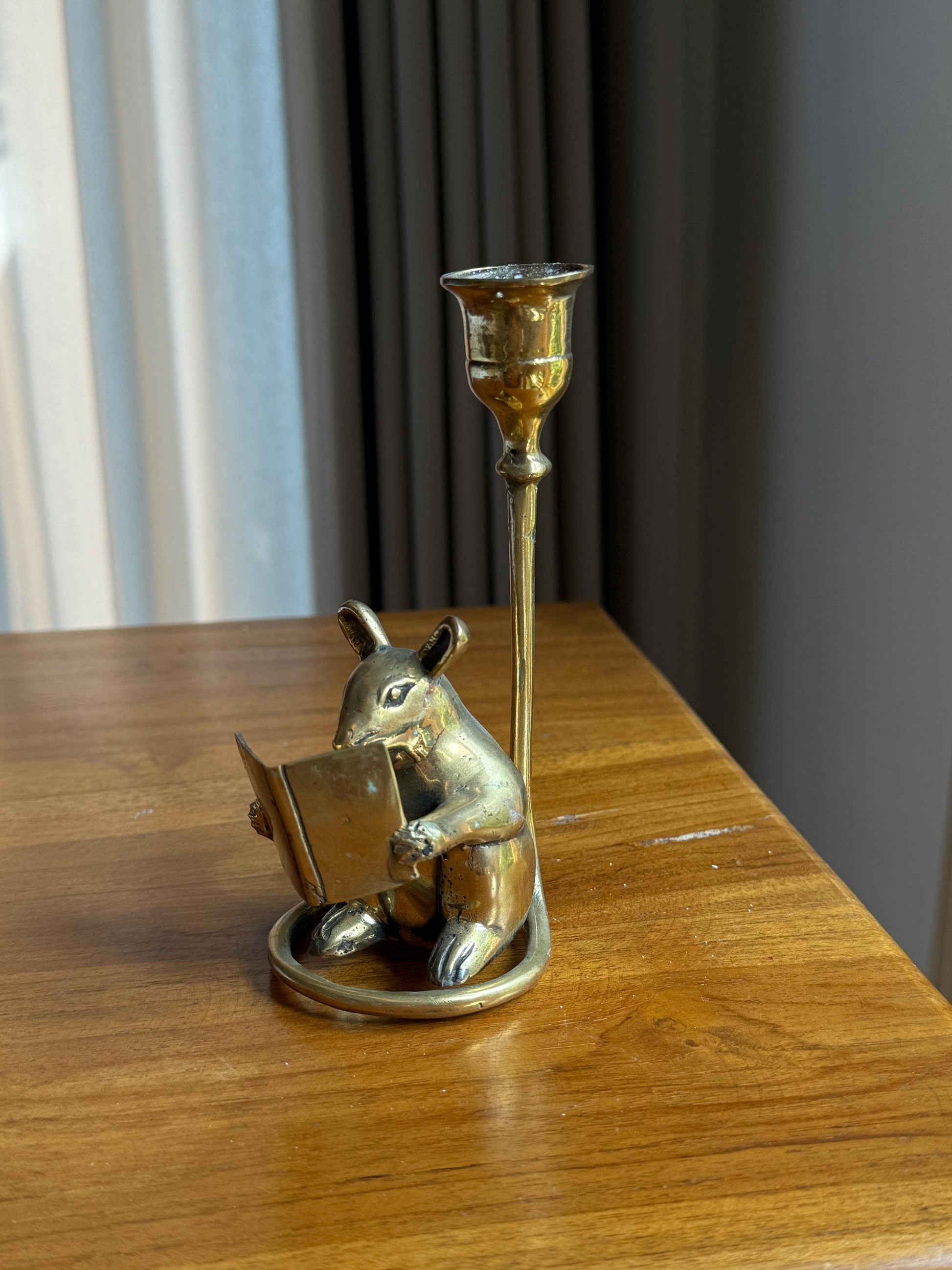 Bali Brass Mouse candleholder Taper Candle – Vintage Decor