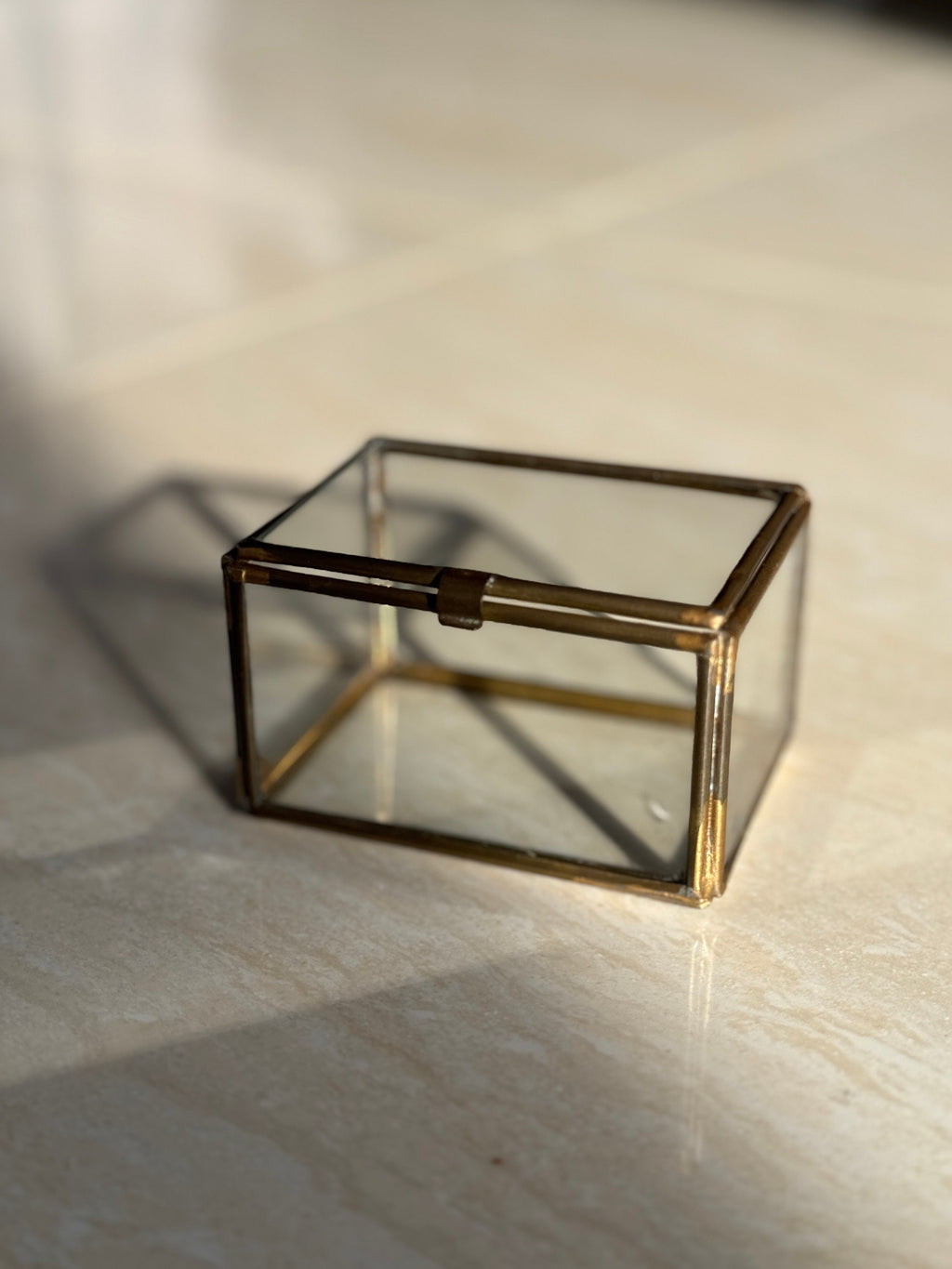 Glass and Brass Mini Jewelry Boxes