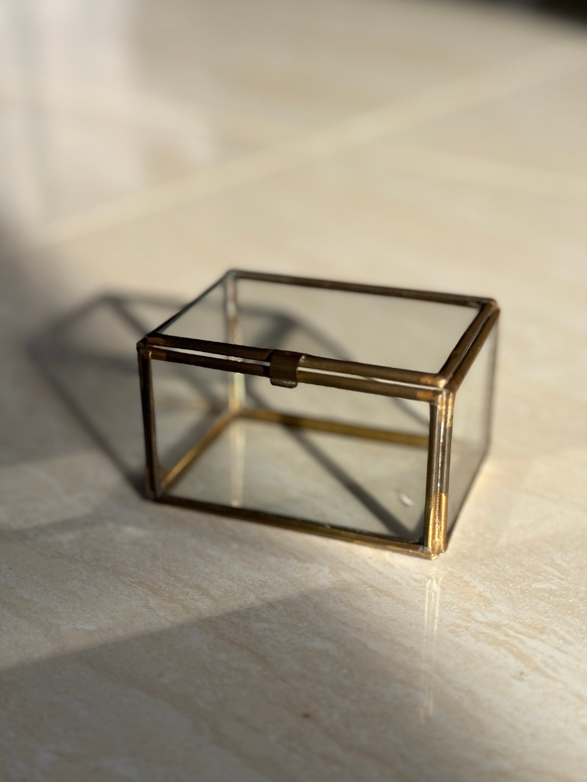 Glass and Brass Mini Jewelry Boxes