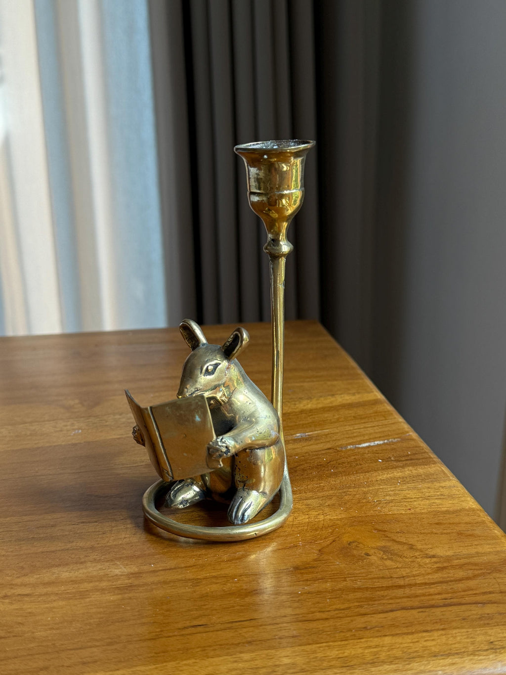 Brass Mouse Candleholder