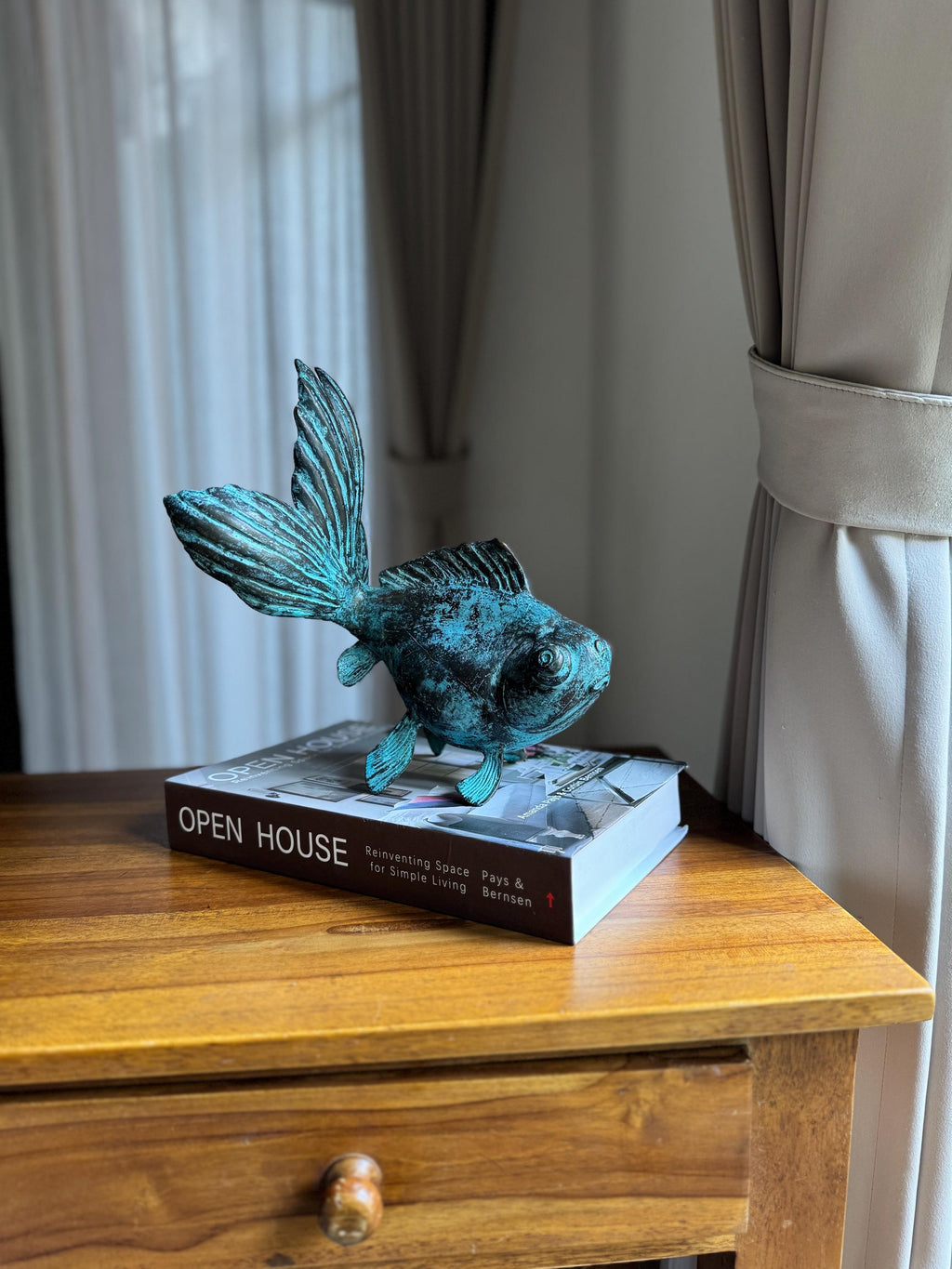 Patina Antique Brass Fish Statue