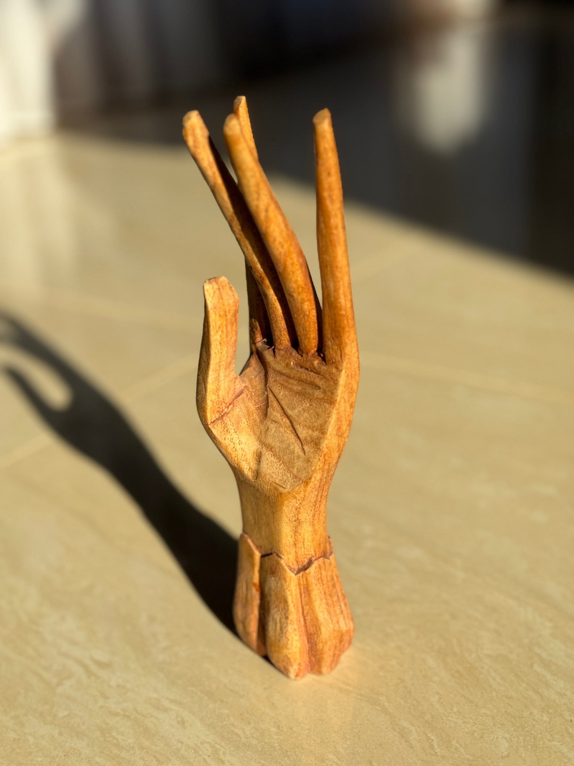 Wooden Hand Jewelry Organizer