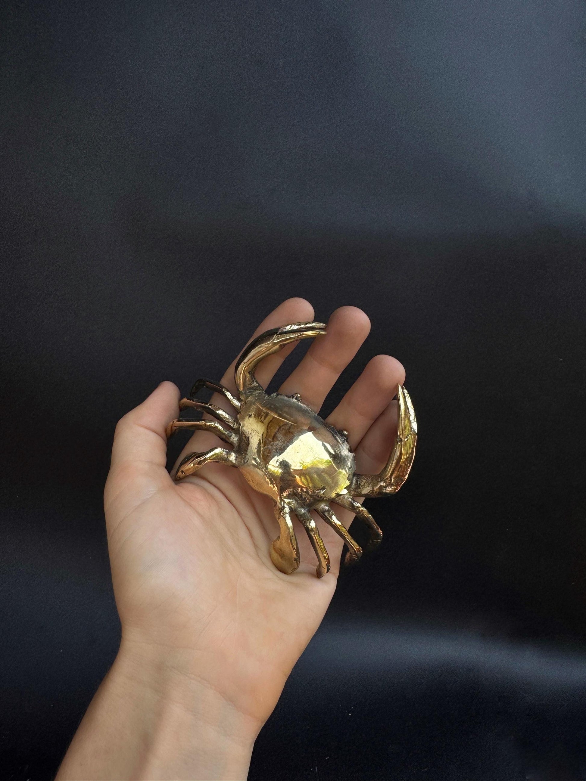 Brass Crab Figurine | Handcrafted Nautical Coastal Decor