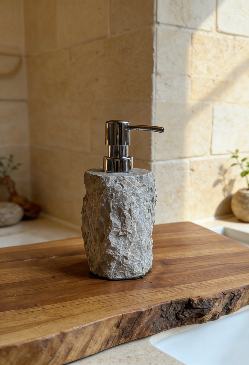 Beige Natural Stone Soap Dispenser