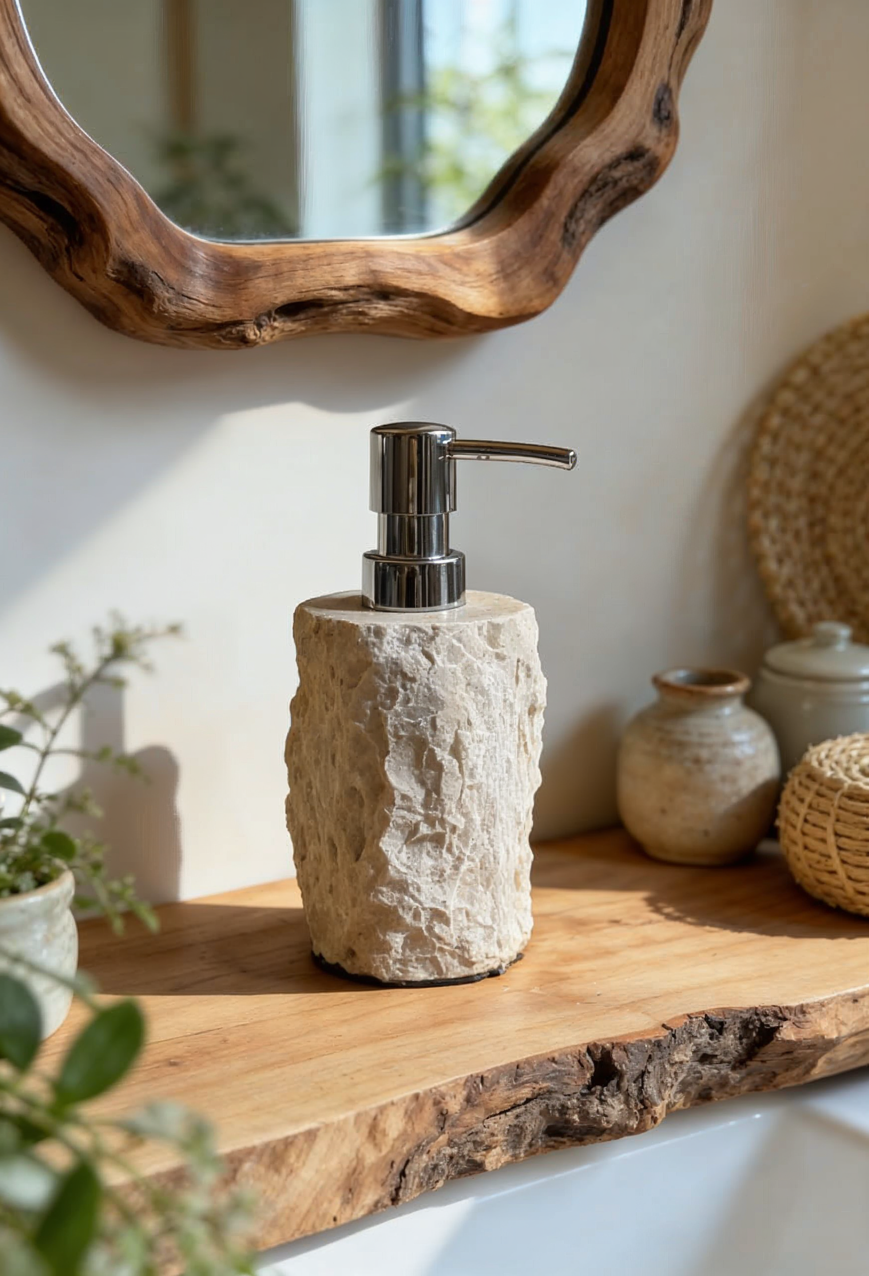 Beige Natural Stone Soap Dispenser
