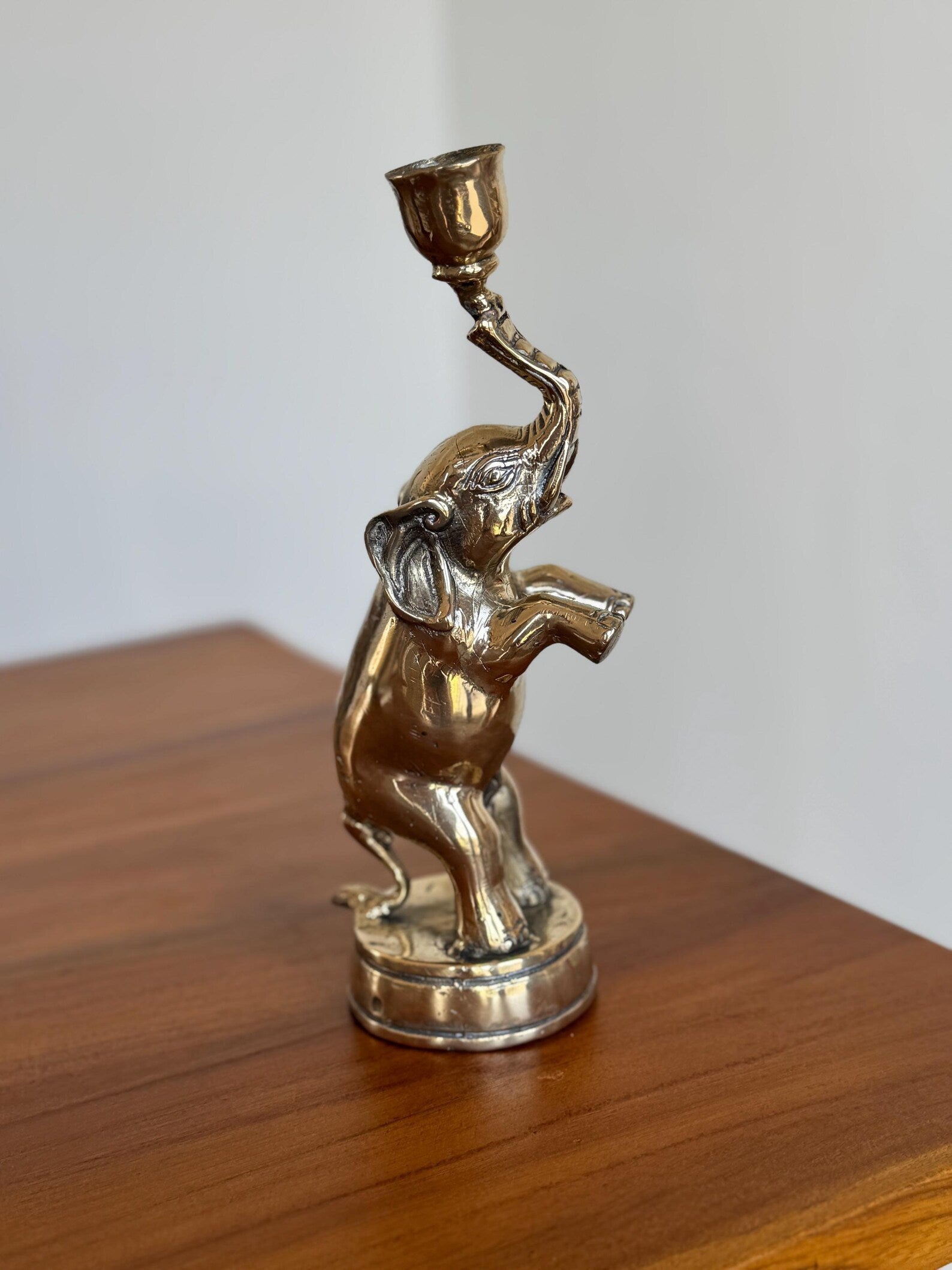 Brass Elephant Candleholder