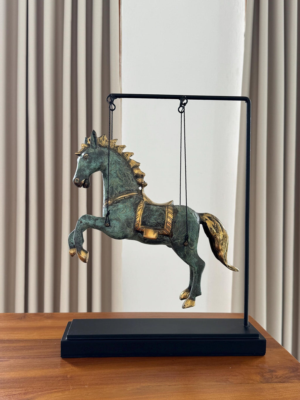 Brass Horse Figurine on Stand