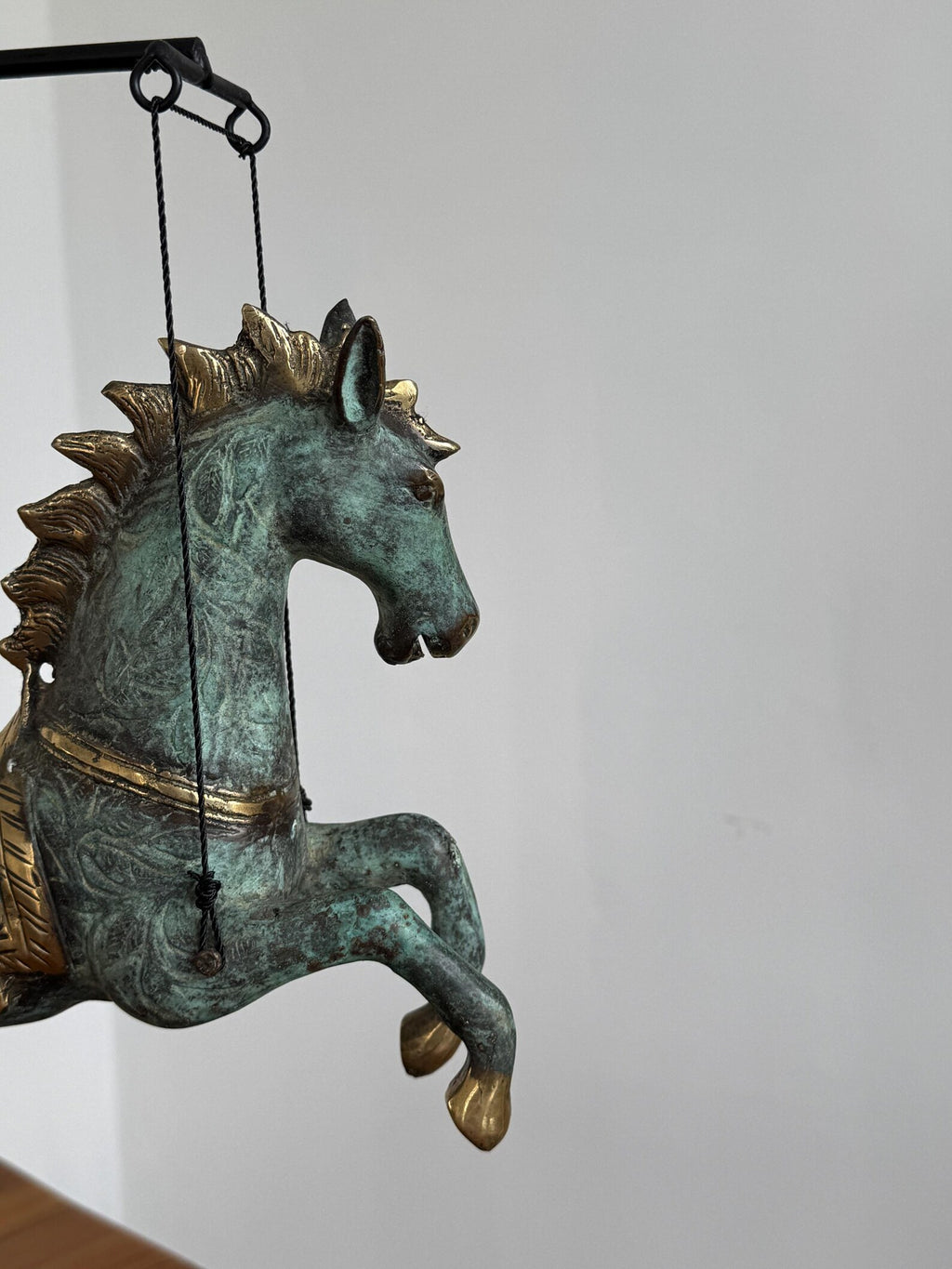 Brass Horse Figurine on Stand