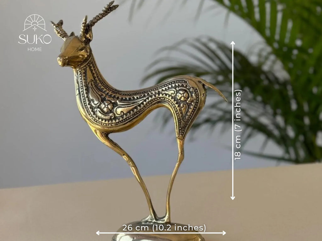 Set of 2 Brass Deer Figurines