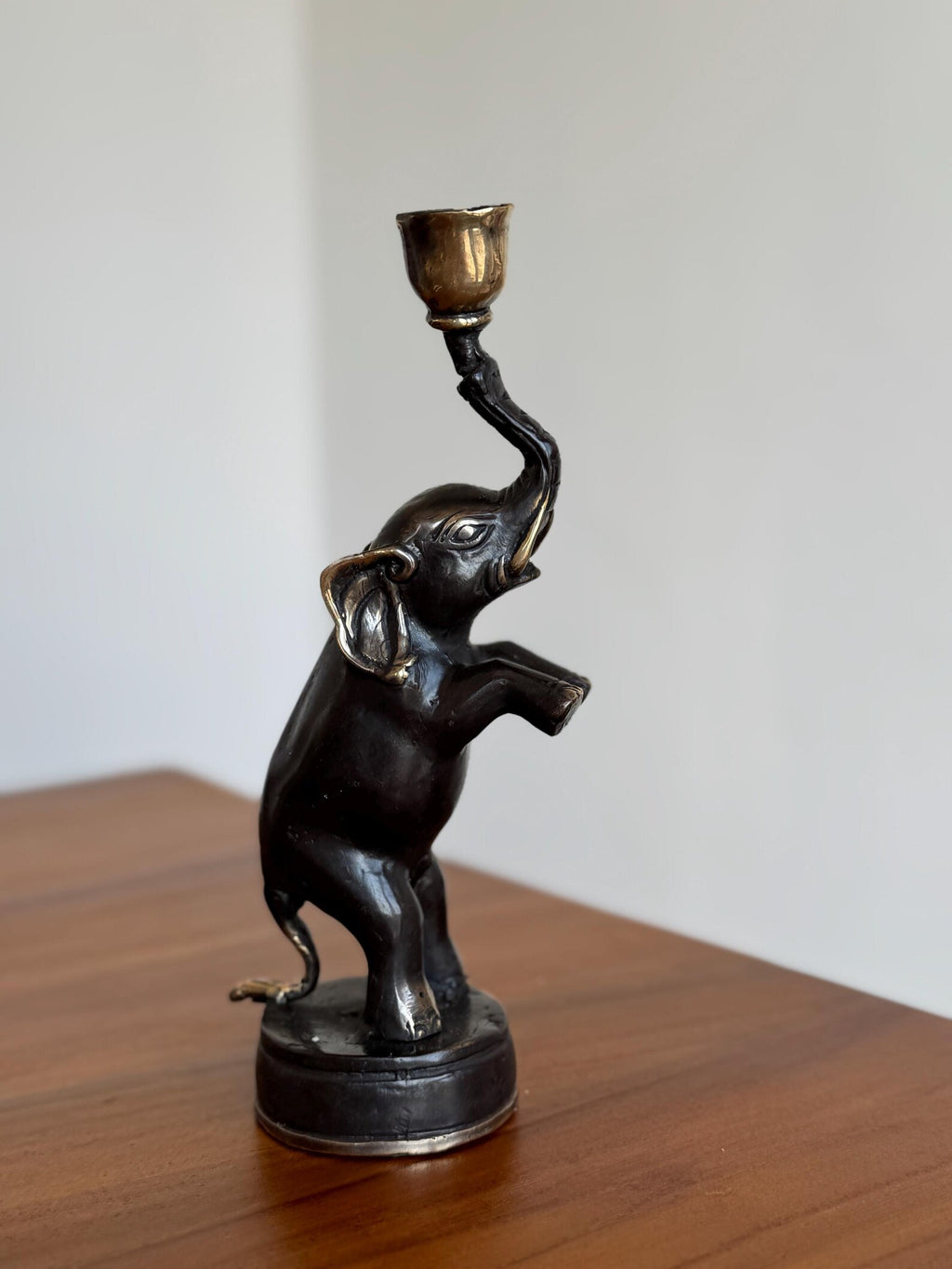 Brass Elephant Candleholder
