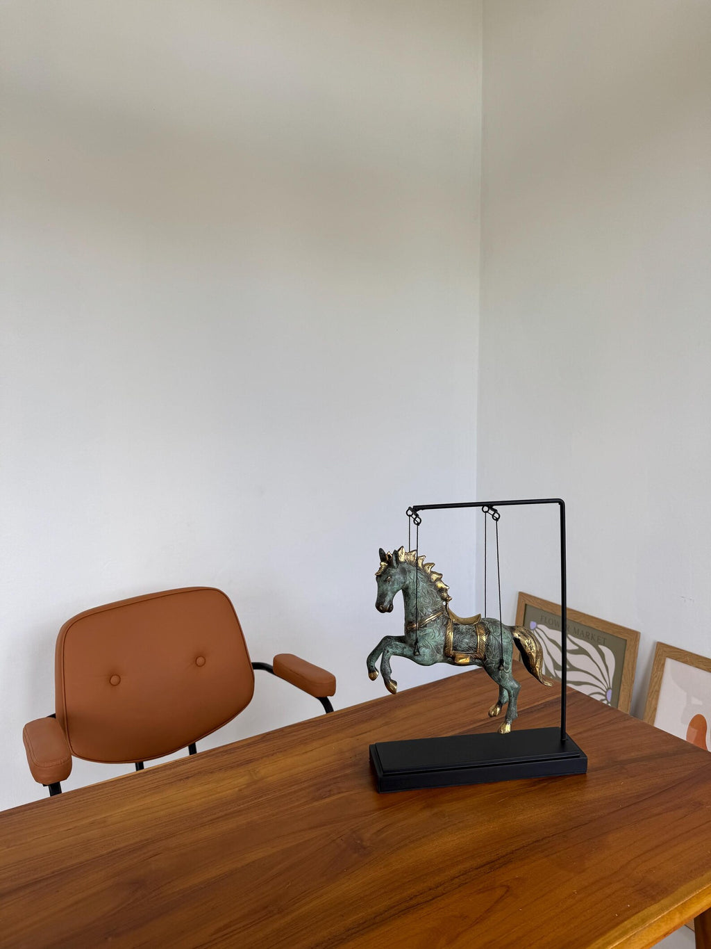 Brass Horse Figurine on Stand