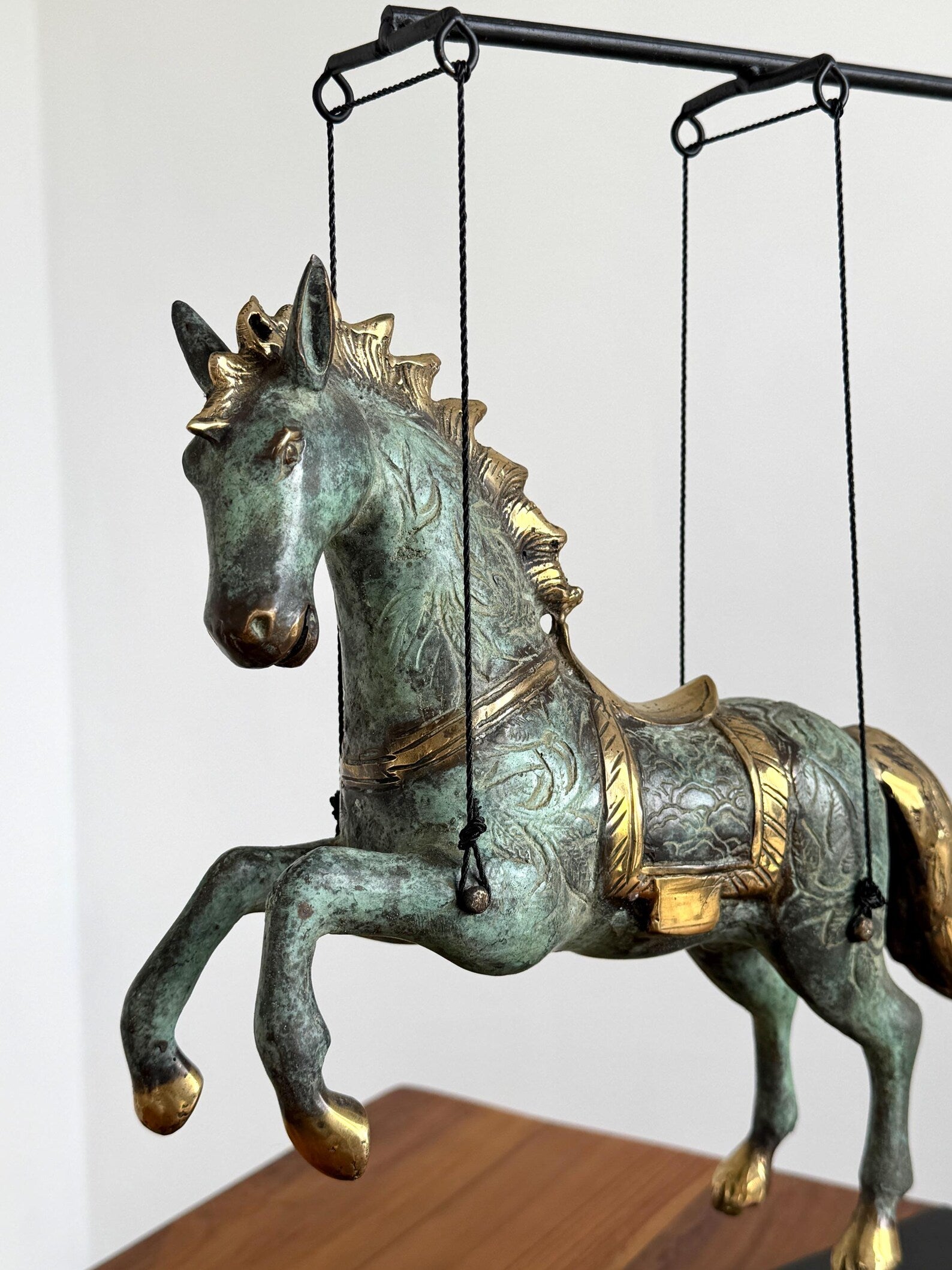 Brass Horse Figurine on Stand