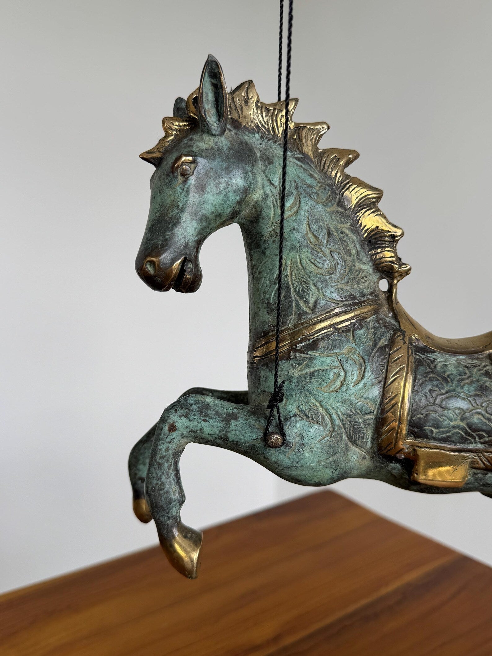 Brass Horse Figurine on Stand