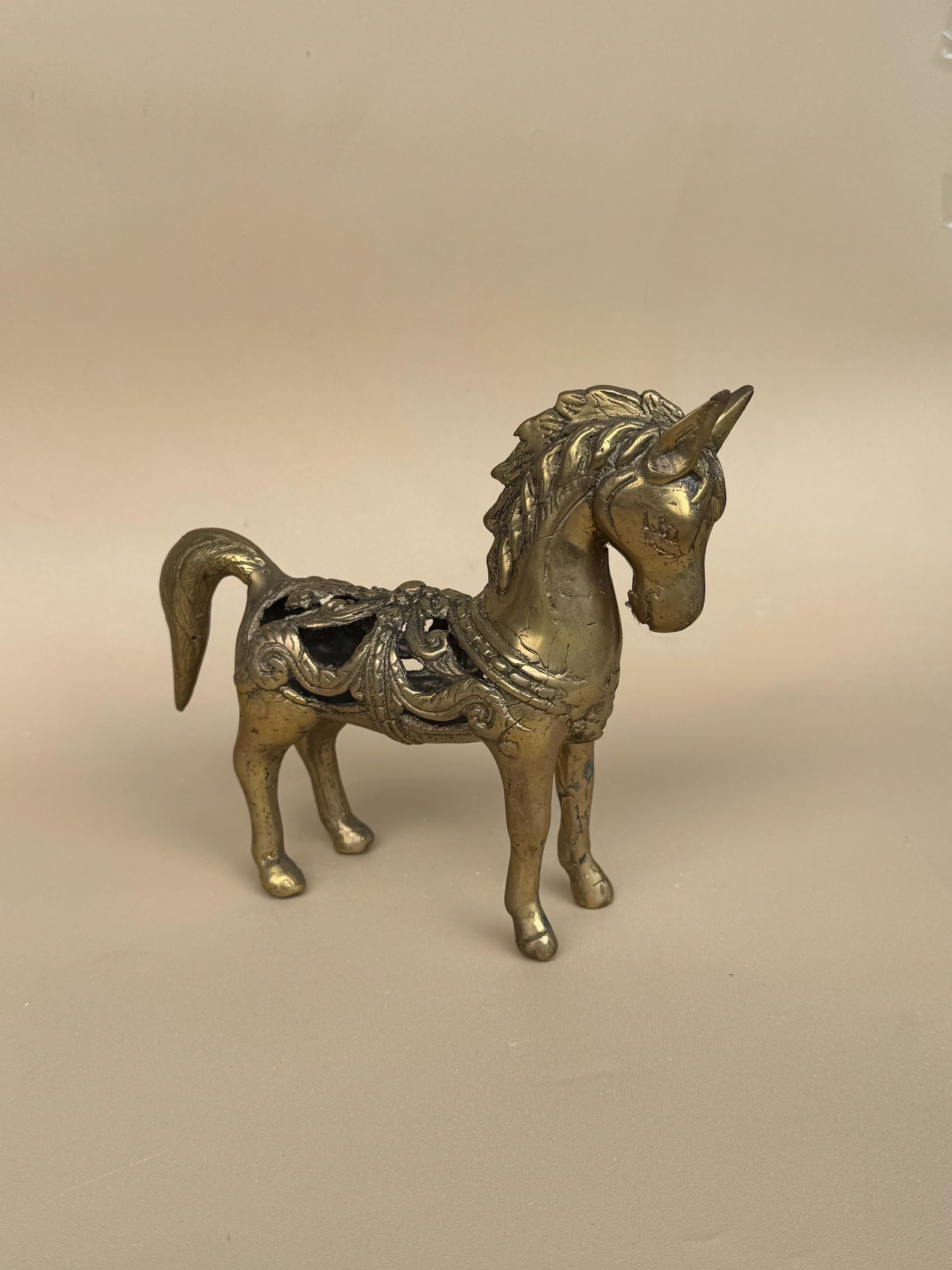 Small Vintage Brass Horse