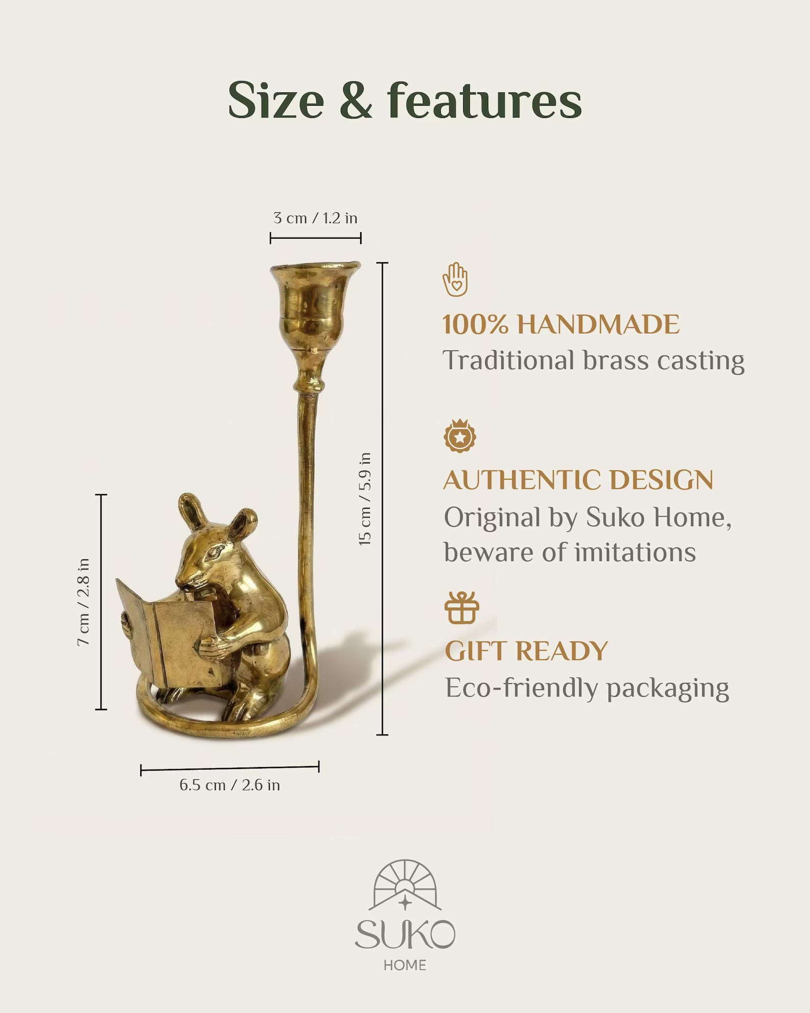 Mouse Candleholder, Vintage home gift