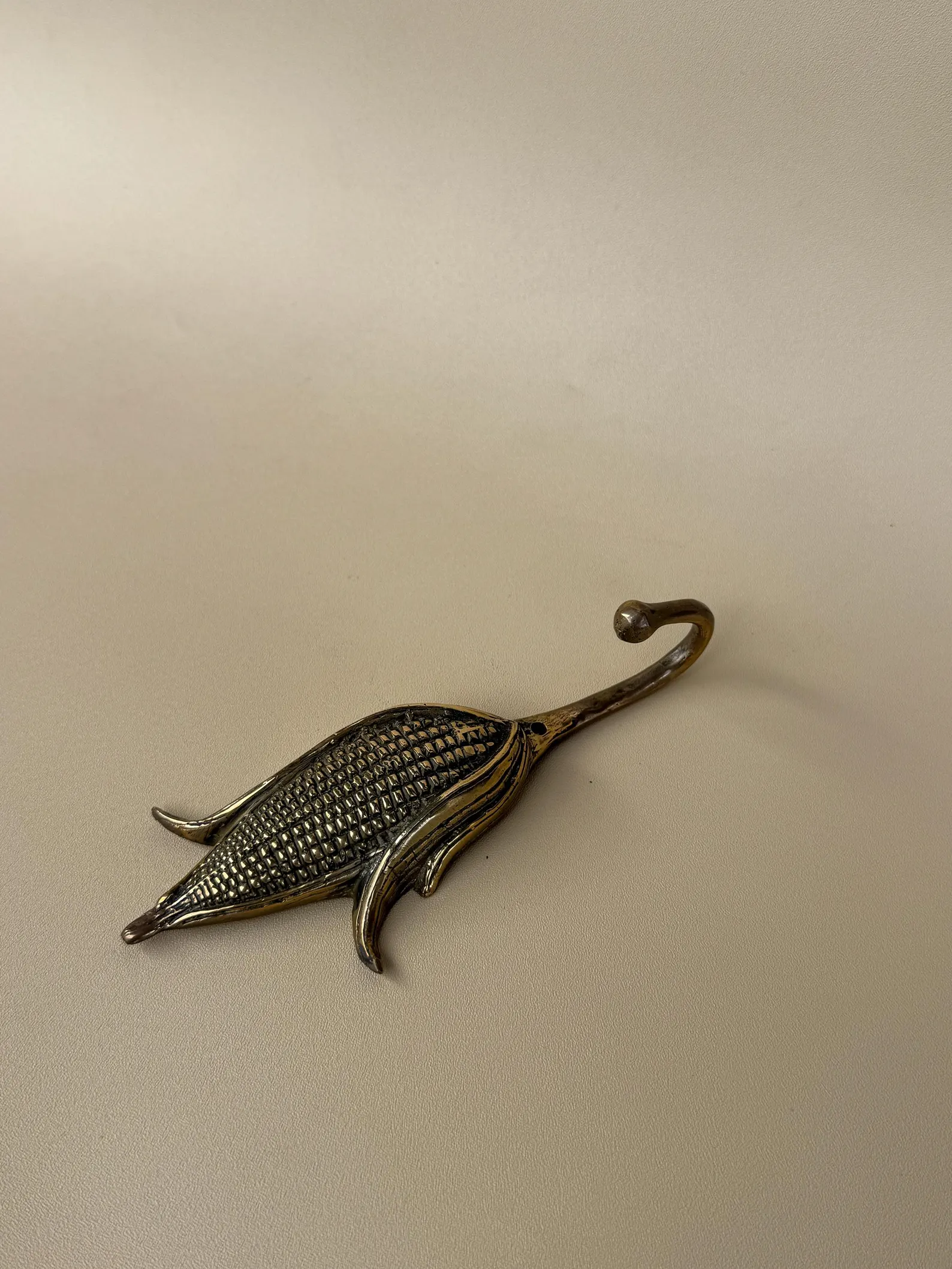 Vintage Brass Corn Wall Hook "Maize"