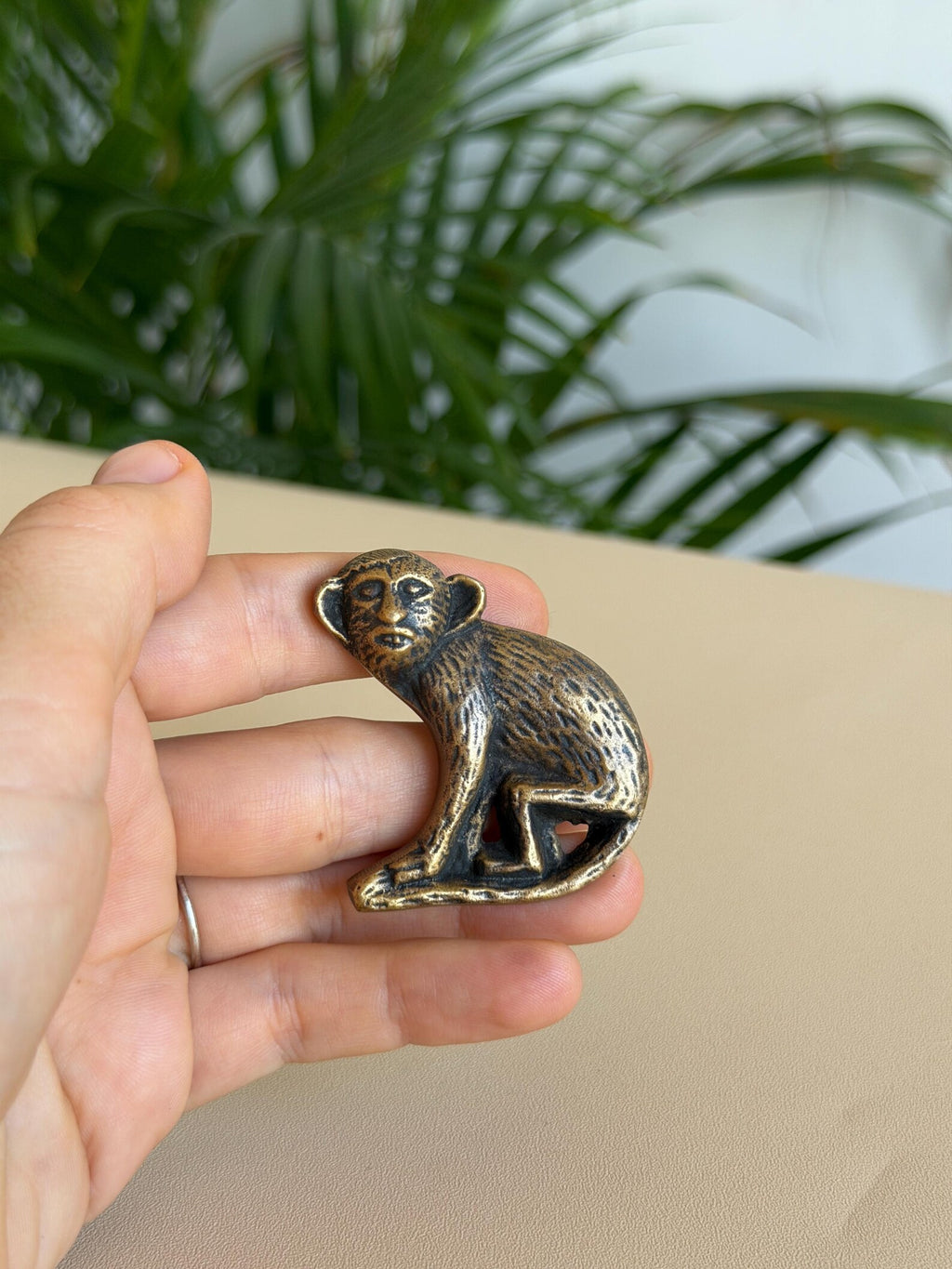 Vintage Brass Monkey Cabinet Knob "Safari Play"