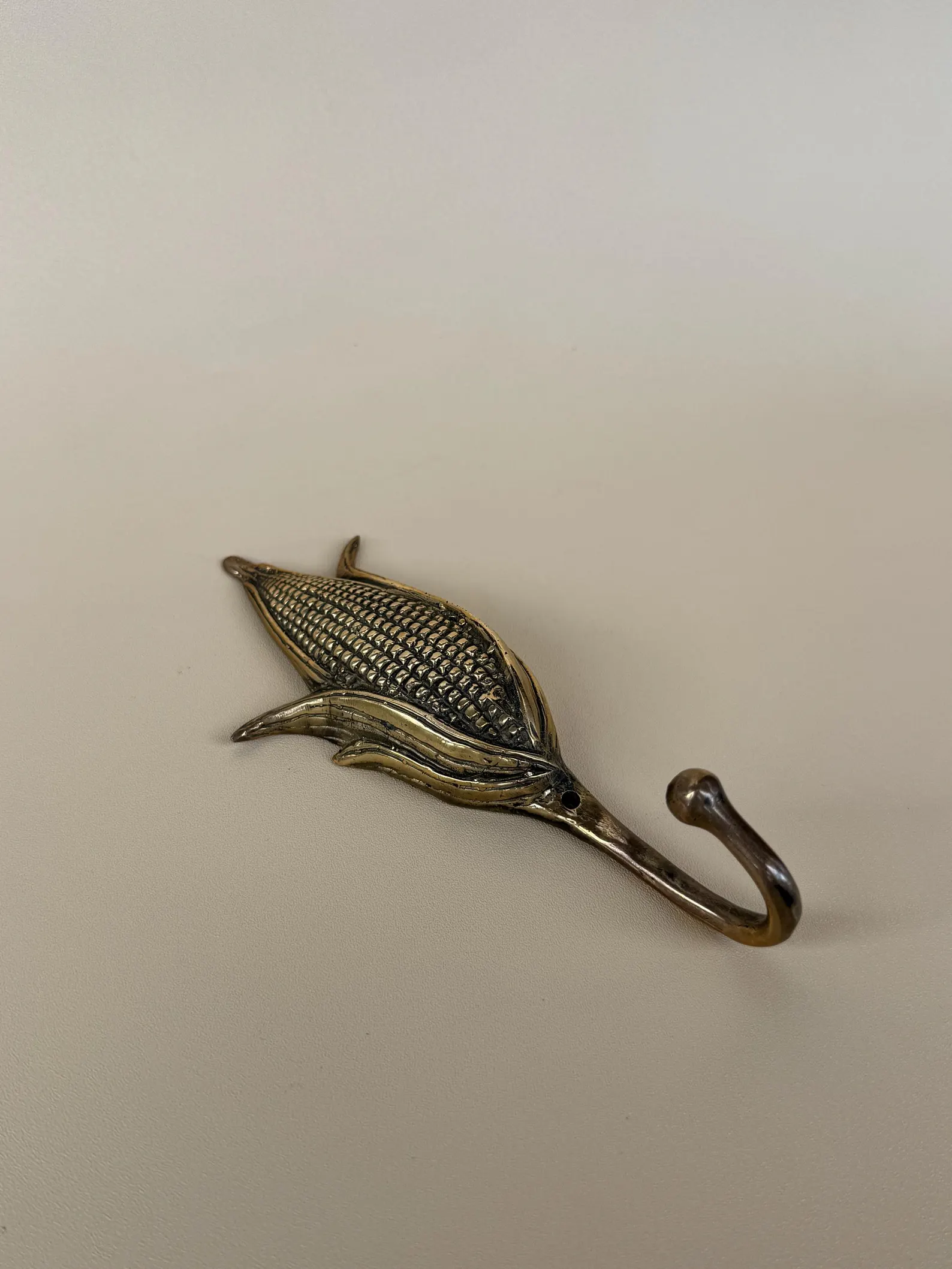 Vintage Brass Corn Wall Hook "Maize"
