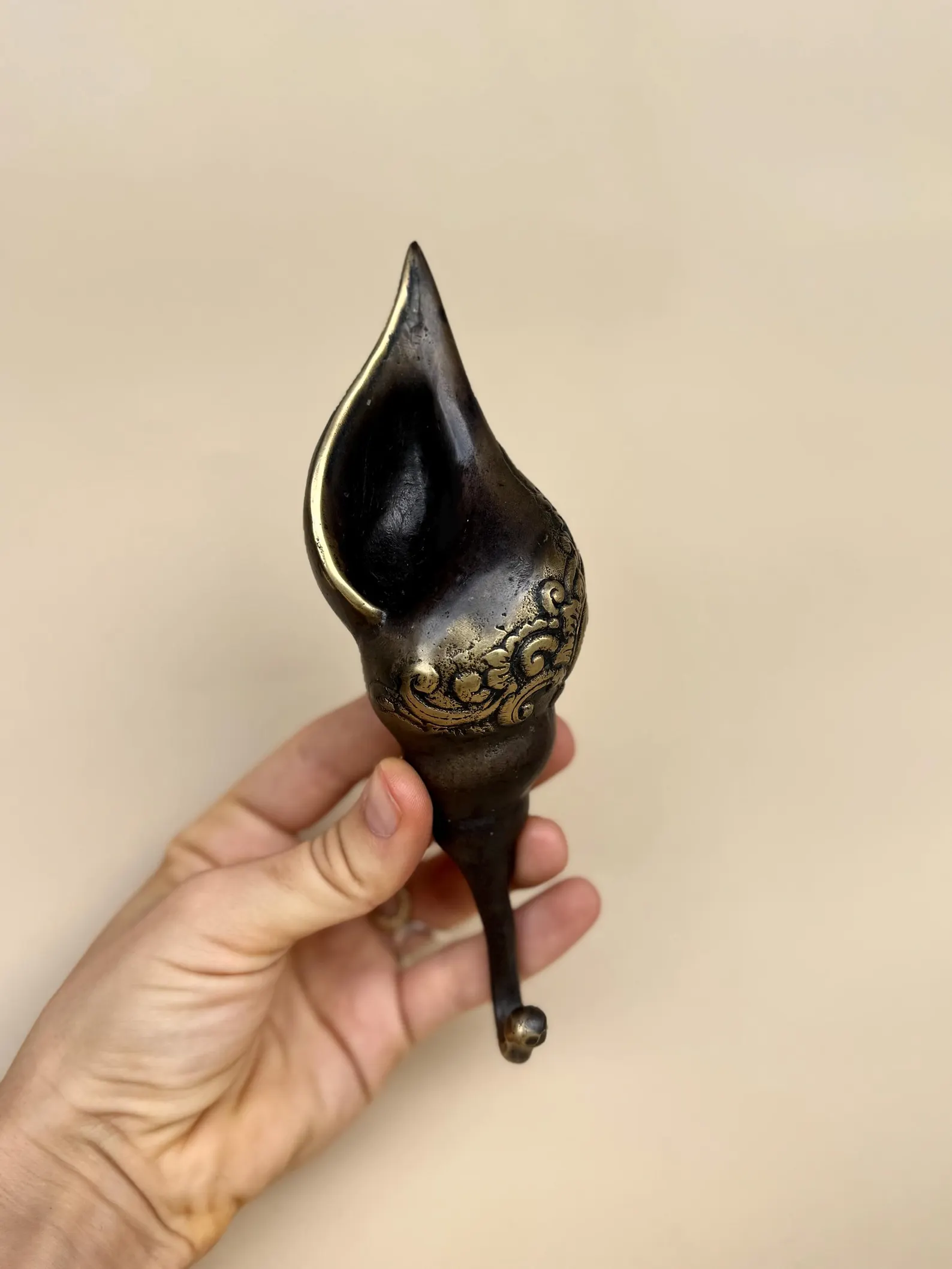 Vintage Brass Cornucopia Wall Hook "Abundance"