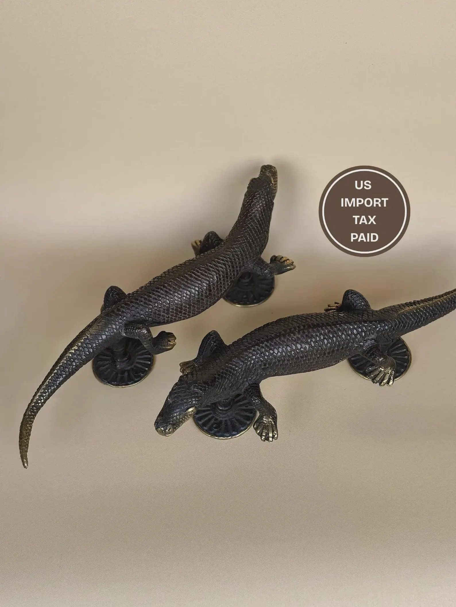 Vintage Brass Gecko Door Handle Set "Sahara"