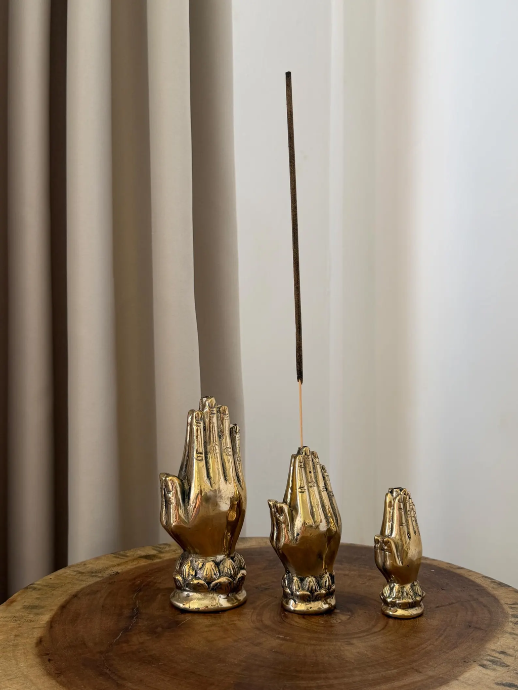 Handcrafted Brass Praying Hands Incense Holder "Ubud Ritual"